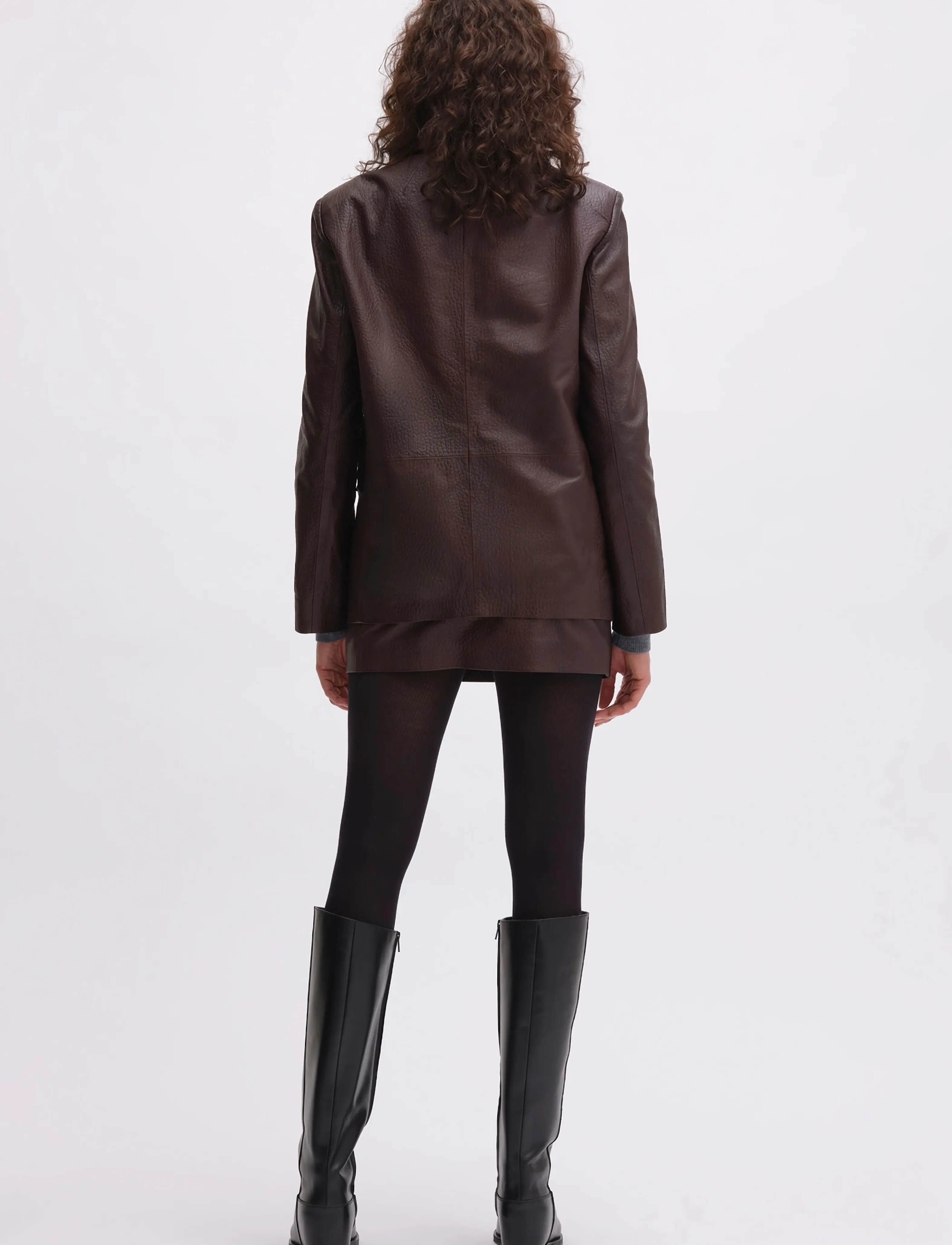 REMAIN Birger Christensen - HEAVY LEATHER BLAZER - odinės striukės - cabernet447 - 3