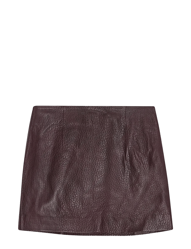 REMAIN Birger Christensen - MINI LEATHER SKIRT - lædernederdele - cabernet447 - 2