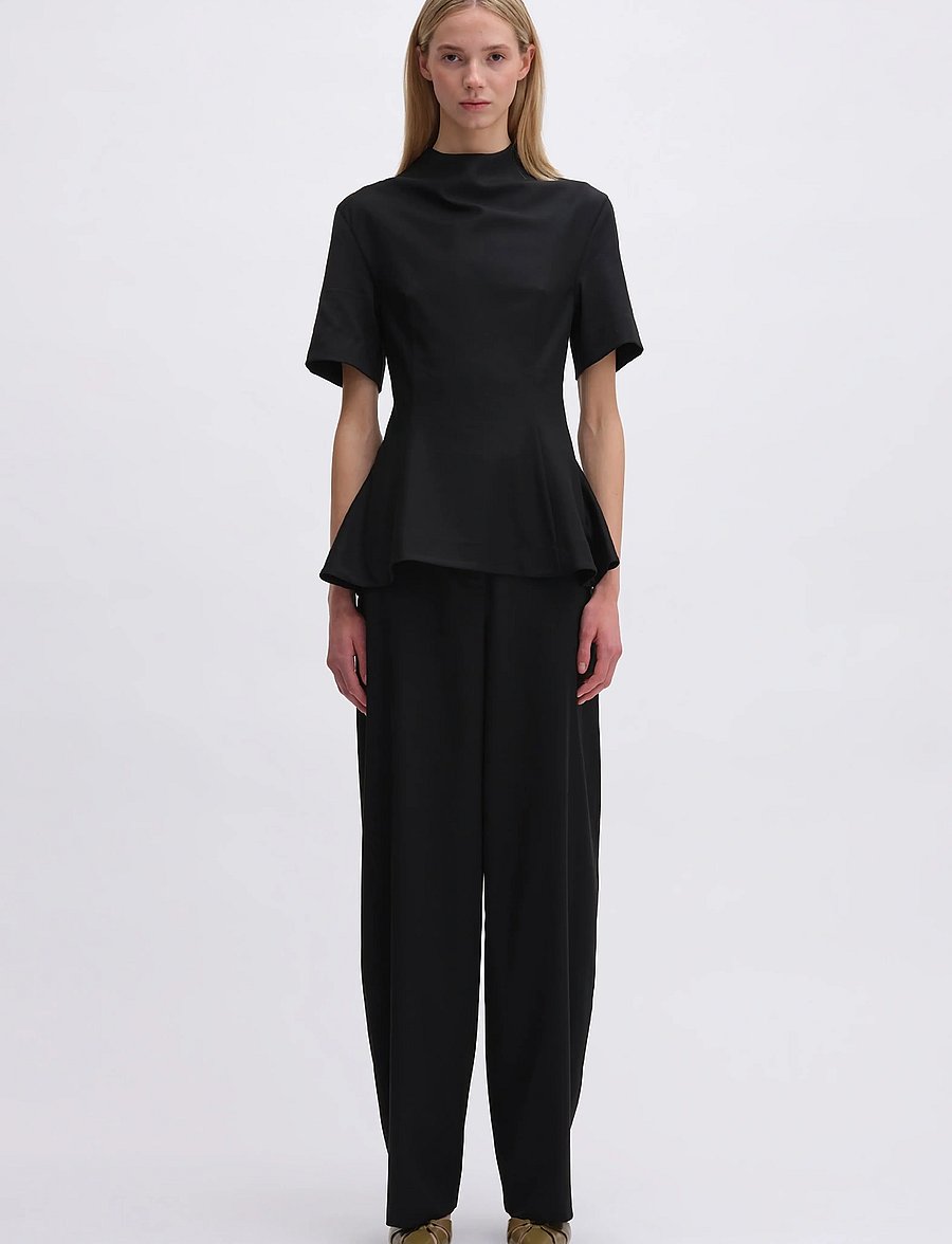REMAIN Birger Christensen - SUITING PEPLUM TOP - t-shirty - black - 0