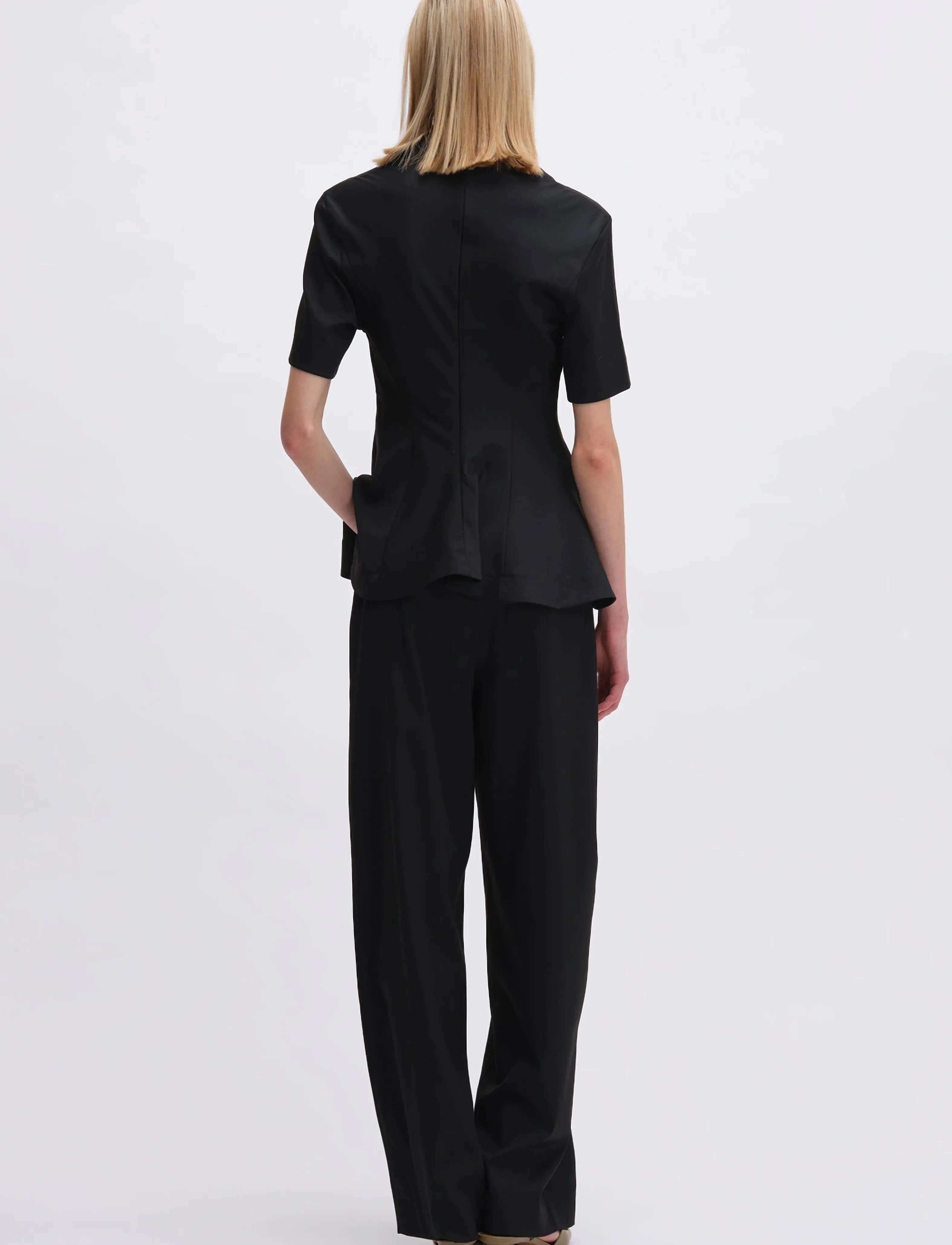 REMAIN Birger Christensen - SUITING PEPLUM TOP - t-shirty - black - 3