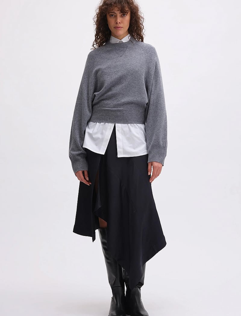 REMAIN Birger Christensen - BAT SLEEVE CREWNECK - kašmiir - light grey melange - 0