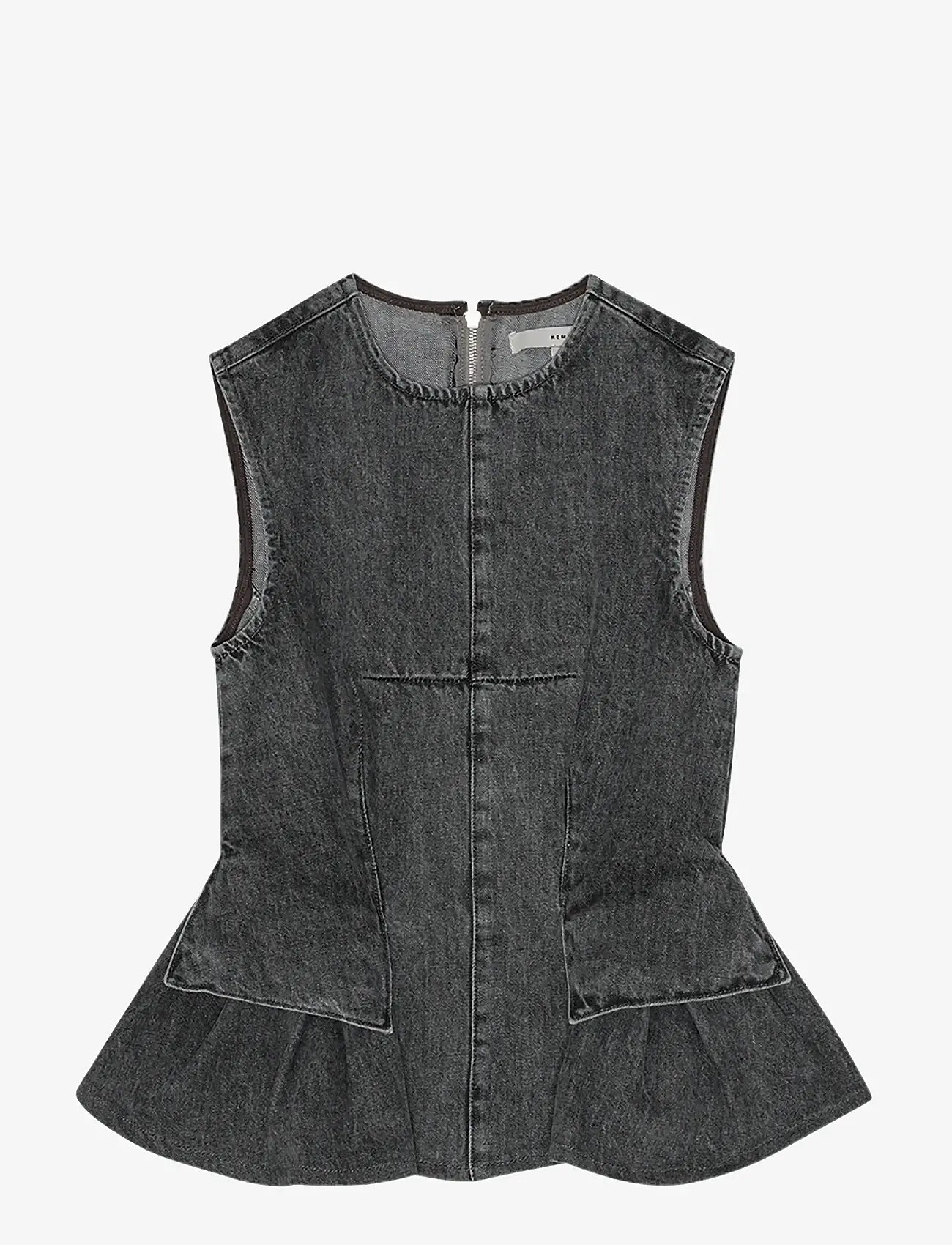 REMAIN Birger Christensen - PEPLUM DENIM TOP - topid ja varrukateta alussärgid - frost gray - 1