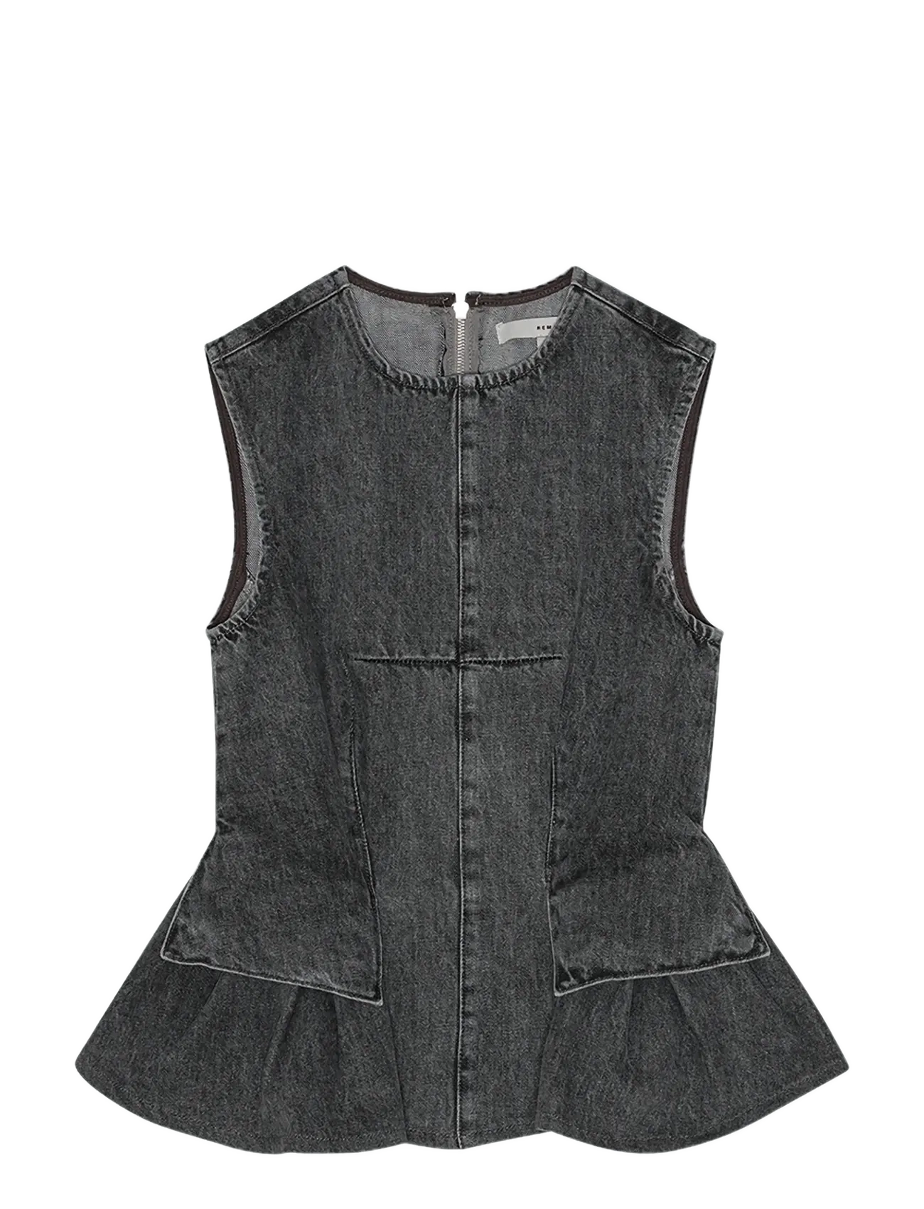 PEPLUM DENIM TOP - FROST GRAY