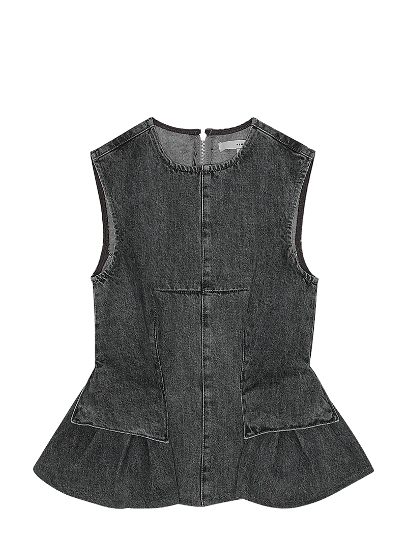 REMAIN Birger Christensen - PEPLUM DENIM TOP - topid ja varrukateta alussärgid - frost gray - 1