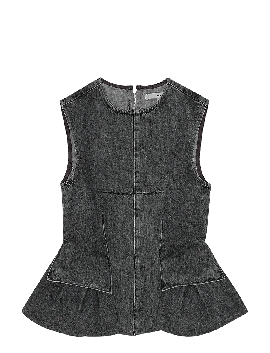 REMAIN Birger Christensen - PEPLUM DENIM TOP - sleeveless tops - frost gray - 1
