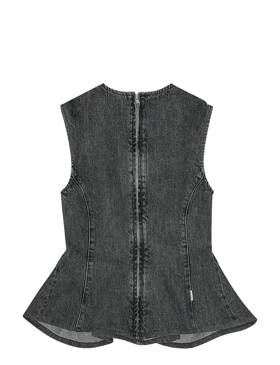 REMAIN Birger Christensen - PEPLUM DENIM TOP - sleeveless tops - frost gray - 2