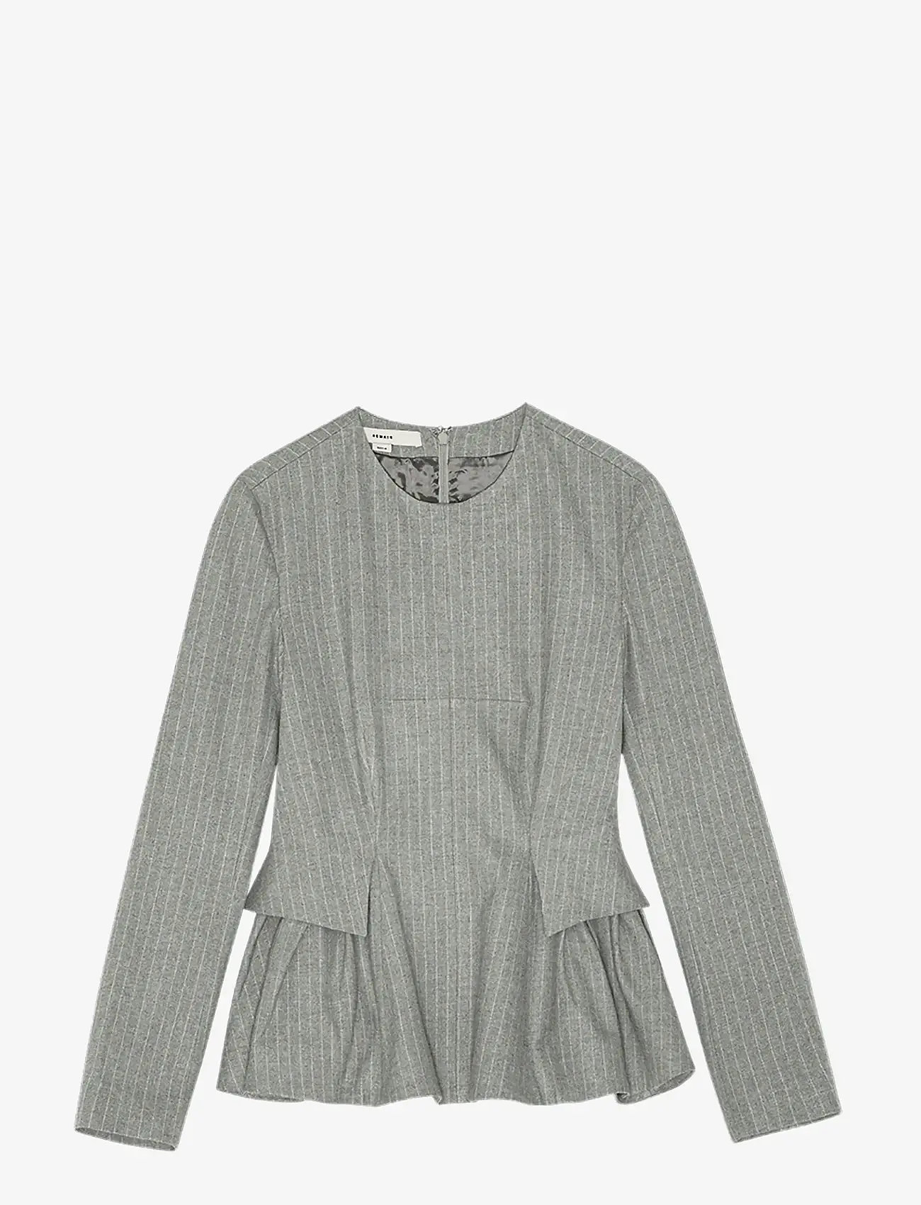 REMAIN Birger Christensen - LONG SLEEVE PEPLUM TOP - long-sleeved tops - titanium comb. - 1