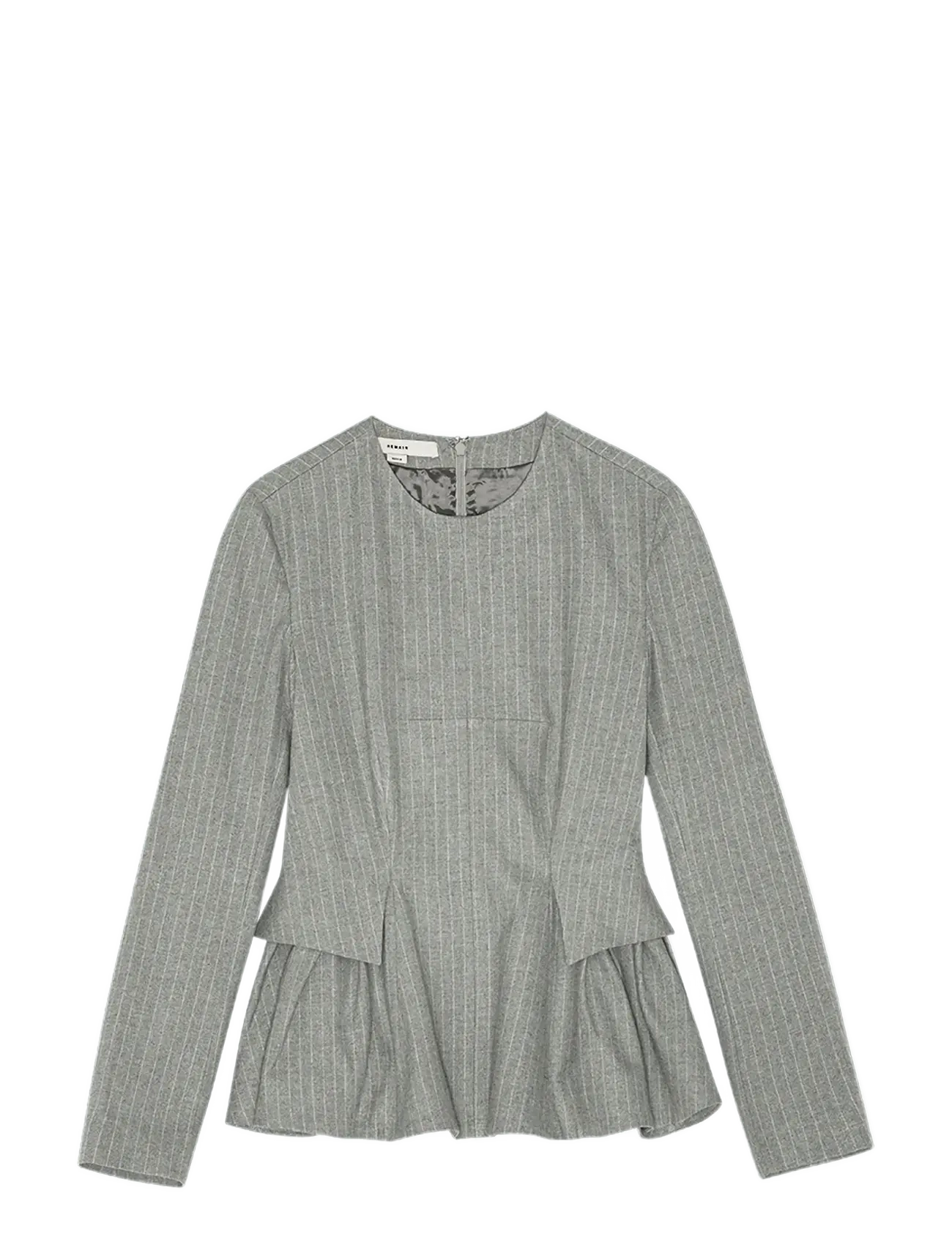 REMAIN Birger Christensen LONG SLEEVE PEPLUM TOP - T-Shirts & Tops - TITANIUM COMB. / grey
