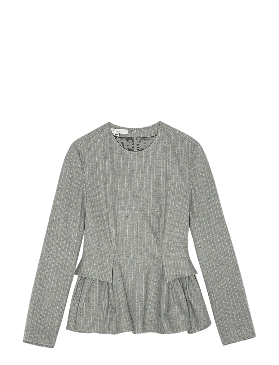 REMAIN Birger Christensen - LONG SLEEVE PEPLUM TOP - langärmlige tops - titanium comb. - 1