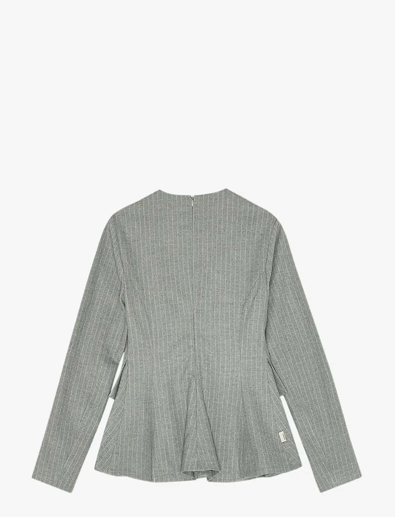 REMAIN Birger Christensen - LONG SLEEVE PEPLUM TOP - long-sleeved tops - titanium comb. - 2
