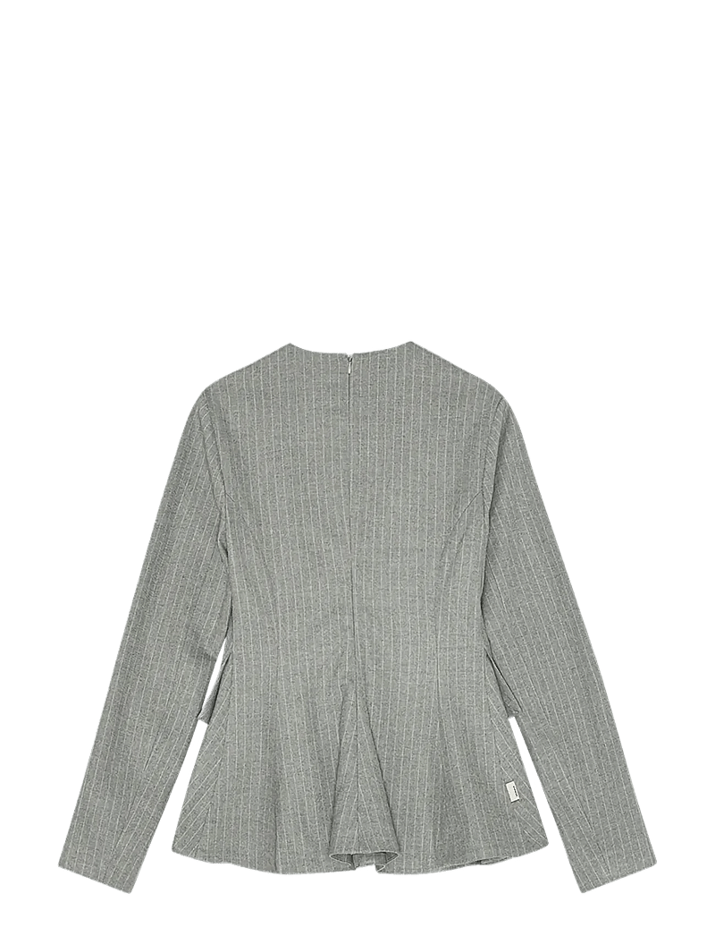 REMAIN Birger Christensen - LONG SLEEVE PEPLUM TOP - long-sleeved tops - titanium comb. - 2