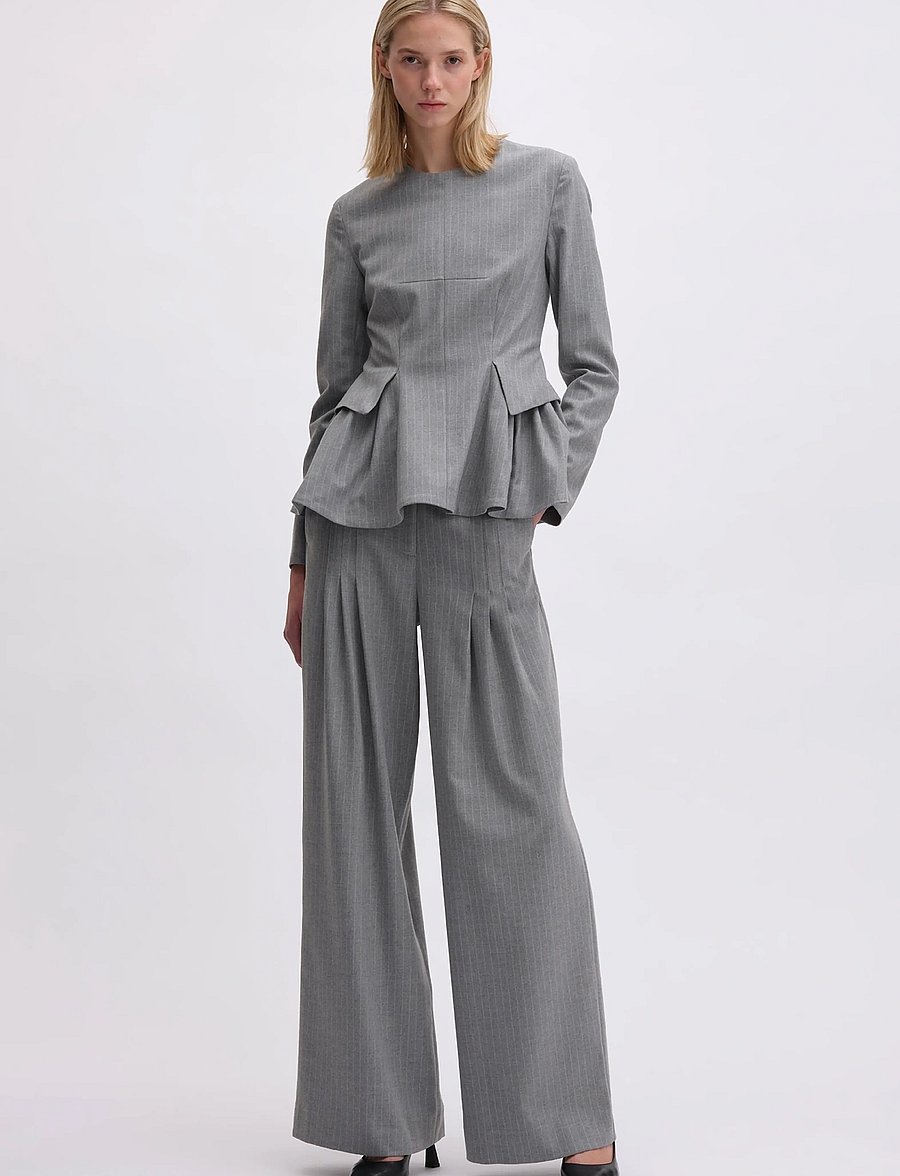 REMAIN Birger Christensen - LONG SLEEVE PEPLUM TOP - langärmlige tops - titanium comb. - 0
