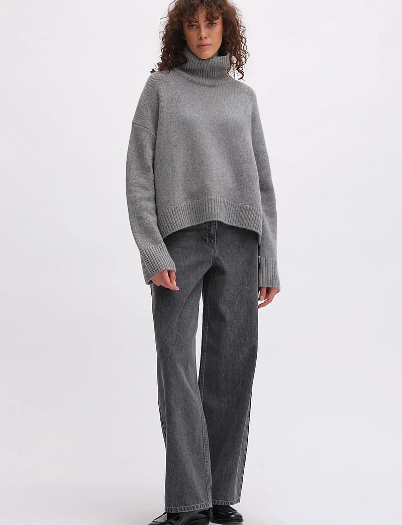 REMAIN Birger Christensen - KNITTED POLO - cashmere - grey melange - 0