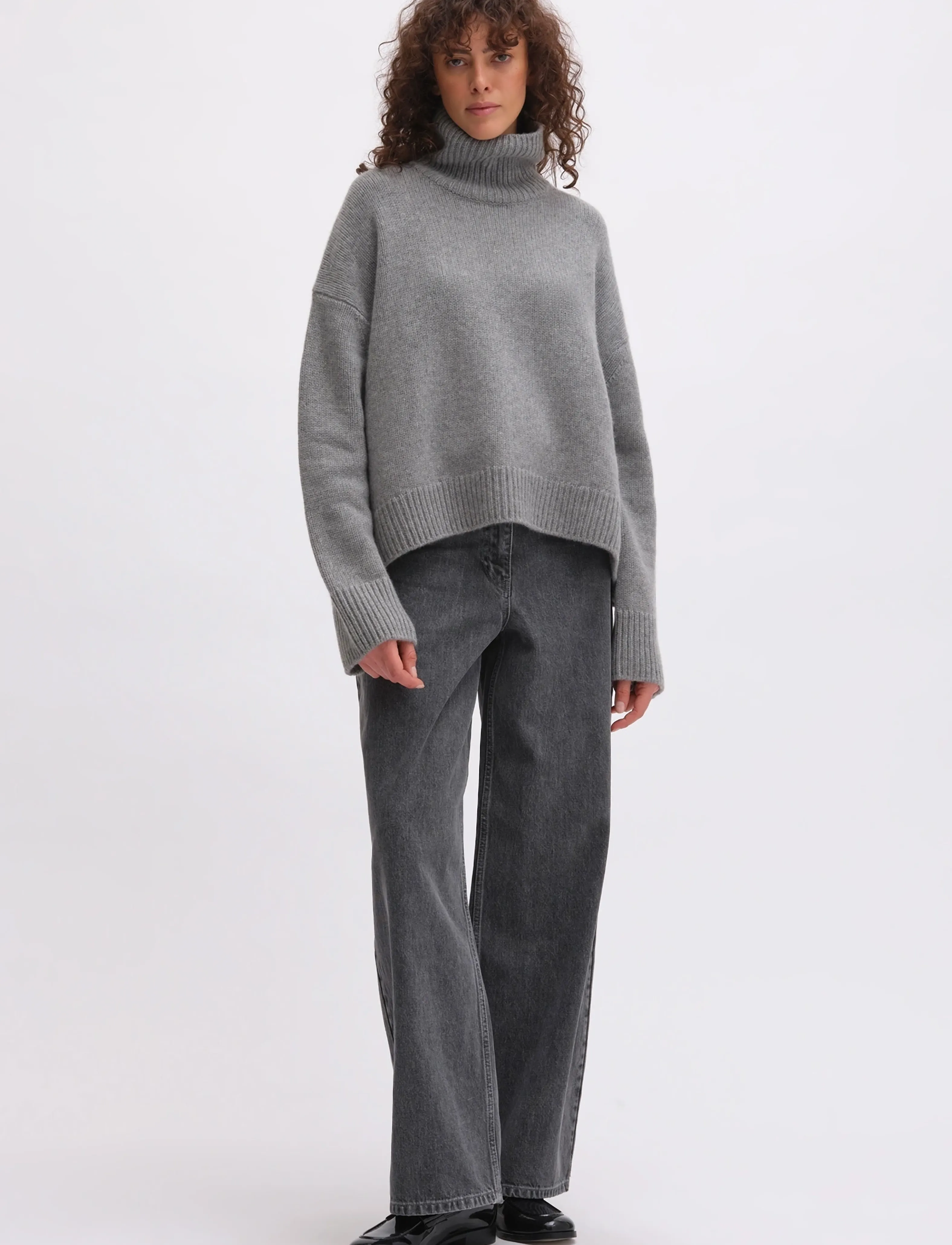 REMAIN Birger Christensen - KNITTED POLO - kashmir - grey melange - 0