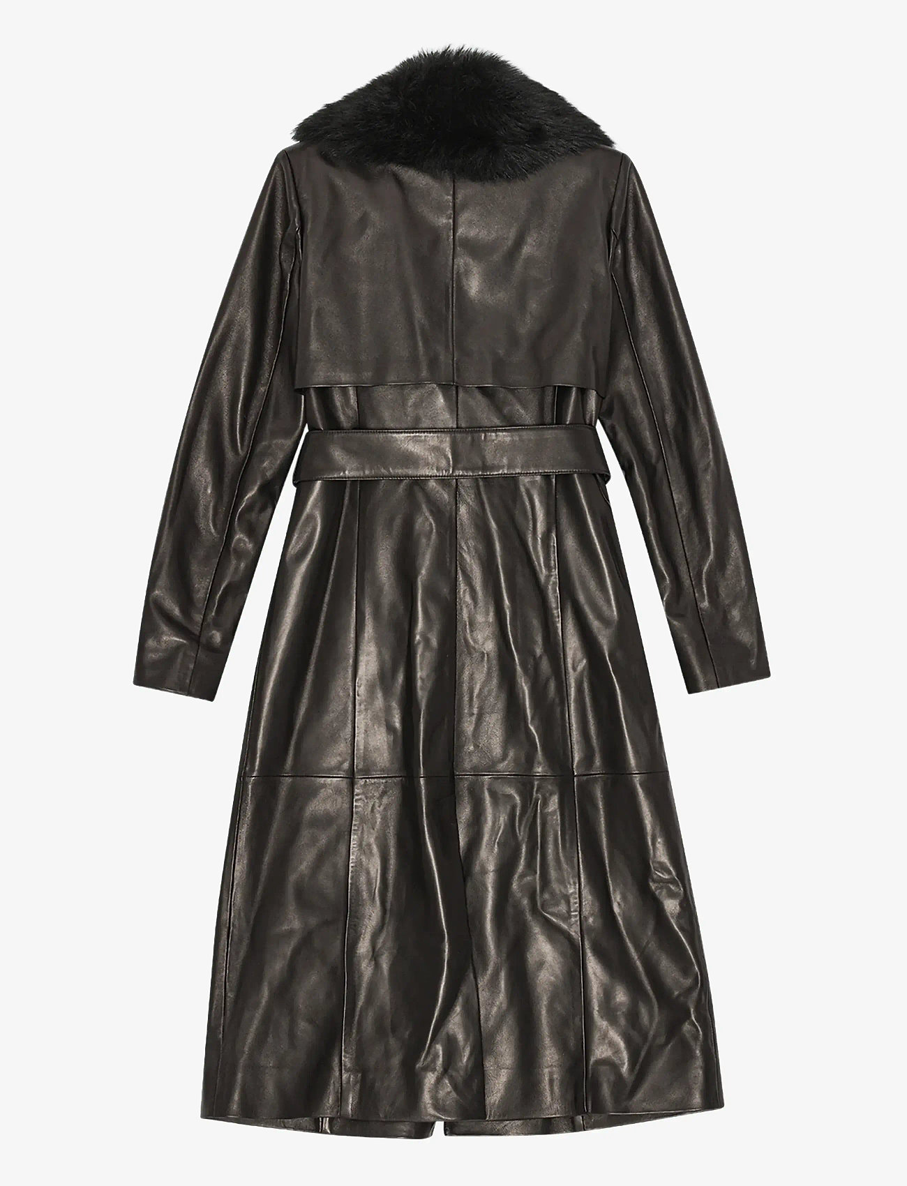 REMAIN Birger Christensen - LEATHER TRENCH WITH FUR COLLAR - skinnjackor - black - 1