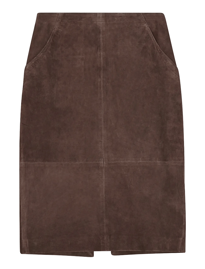 REMAIN Birger Christensen - MIDI LEATHER SKIRT - nahast seelikud - chicory coffee - 1