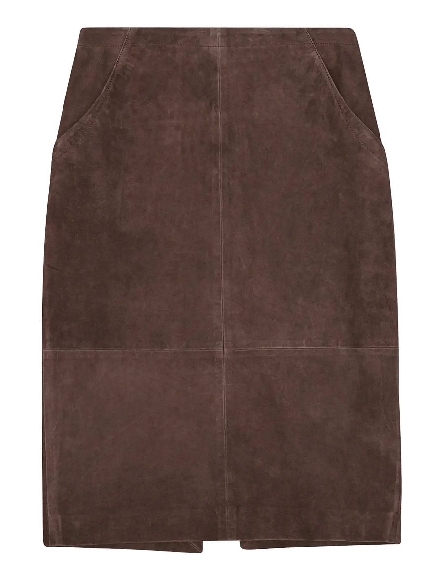 REMAIN Birger Christensen - MIDI LEATHER SKIRT - chicory coffee - 1