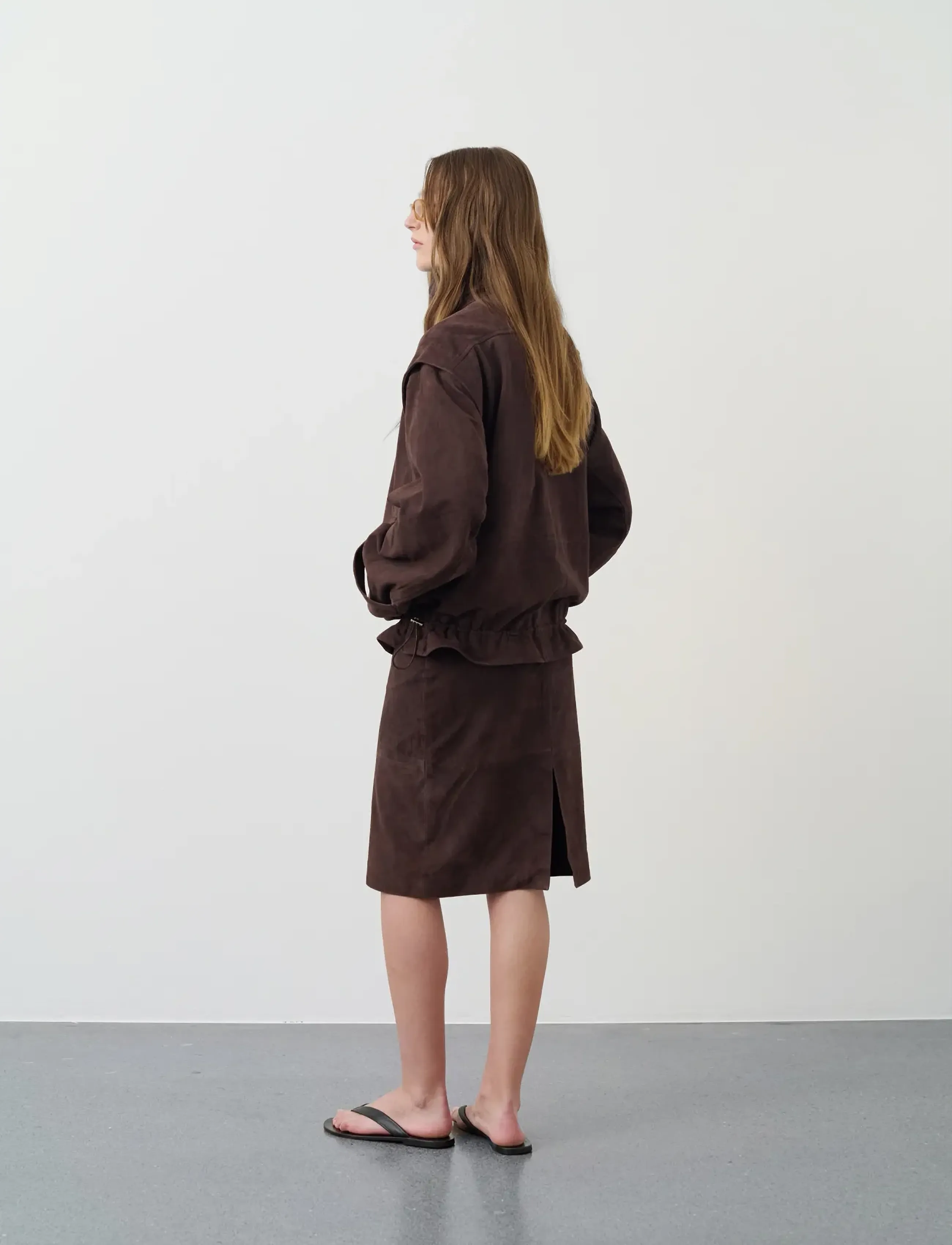 REMAIN Birger Christensen - MIDI LEATHER SKIRT - chicory coffee - 3