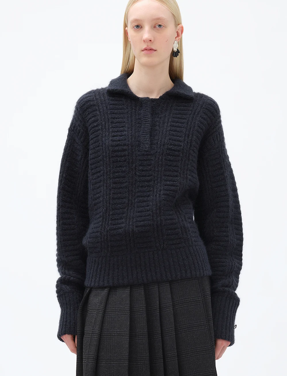 REMAIN Birger Christensen - Knitted Polo Sweater - pullover - vulcan - 0