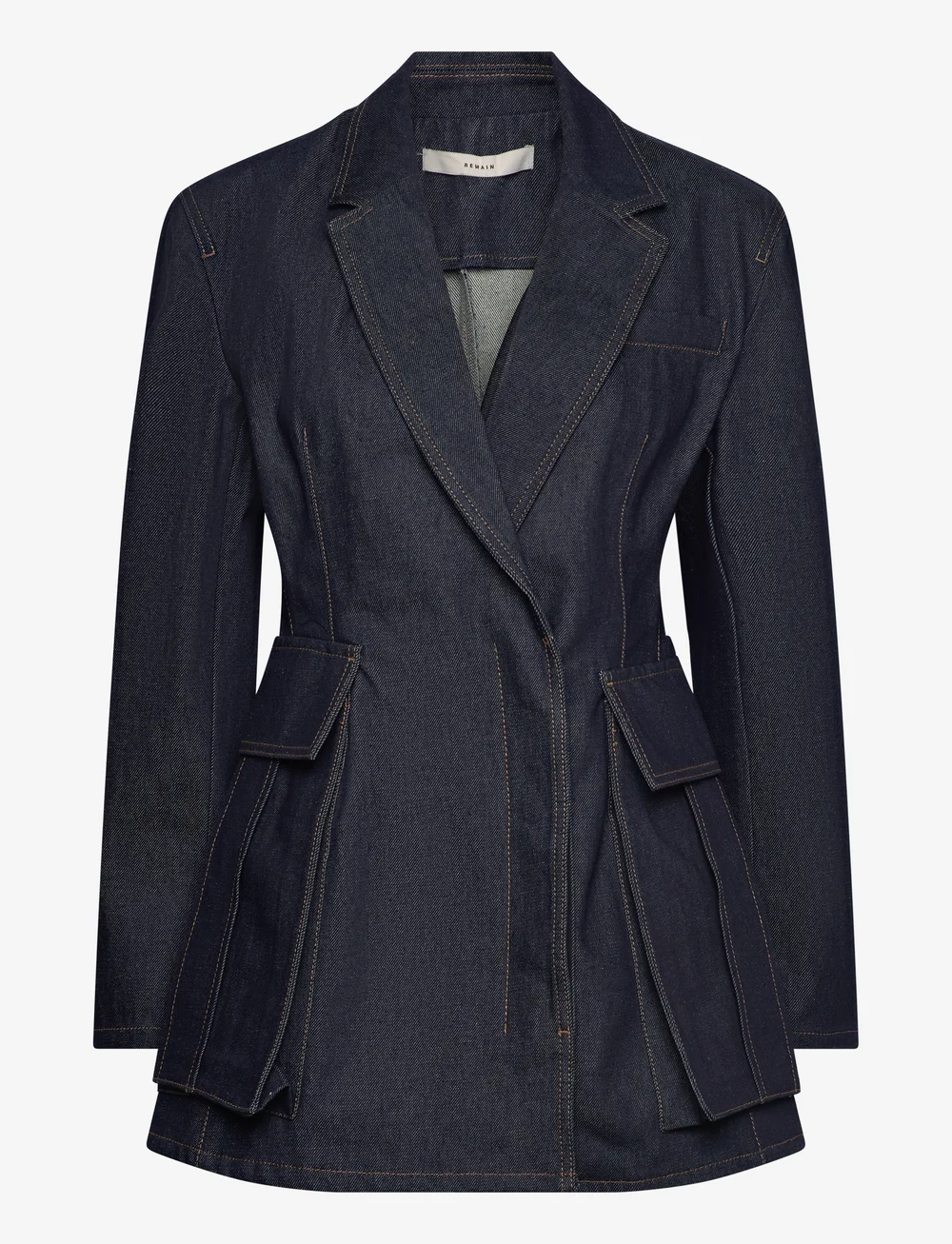 REMAIN Birger Christensen - Slim Denim Blazer - Ühes joones nööpidega bleiserid - blue graphite - 1