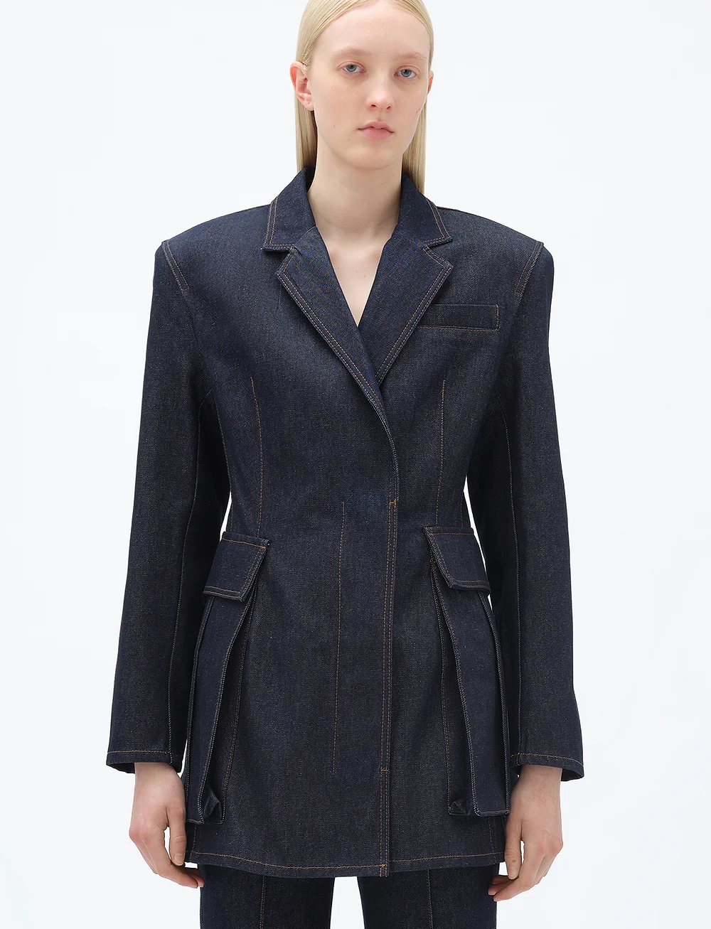 REMAIN Birger Christensen - Slim Denim Blazer - Ühes joones nööpidega bleiserid - blue graphite - 0