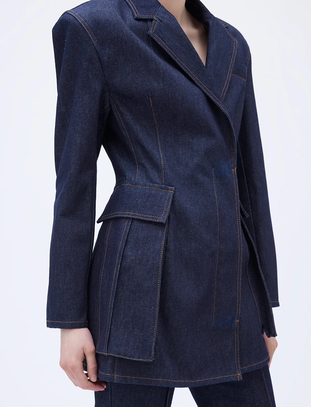 REMAIN Birger Christensen - Slim Denim Blazer - Ühes joones nööpidega bleiserid - blue graphite - 4