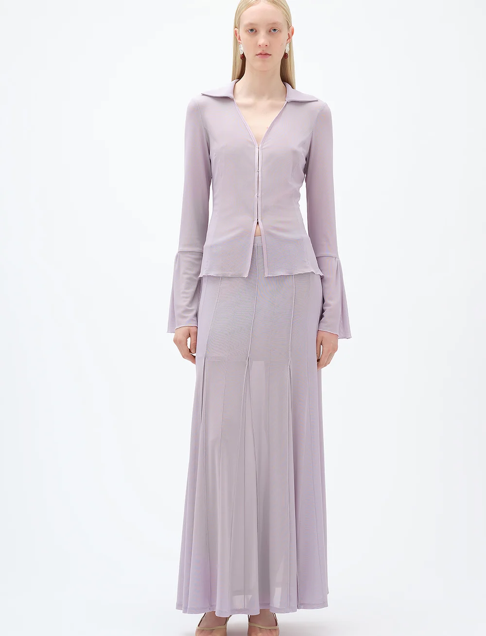 REMAIN Birger Christensen - Pleated Midi Mesh Skirt - ilgi sijonai - raindrops - 0