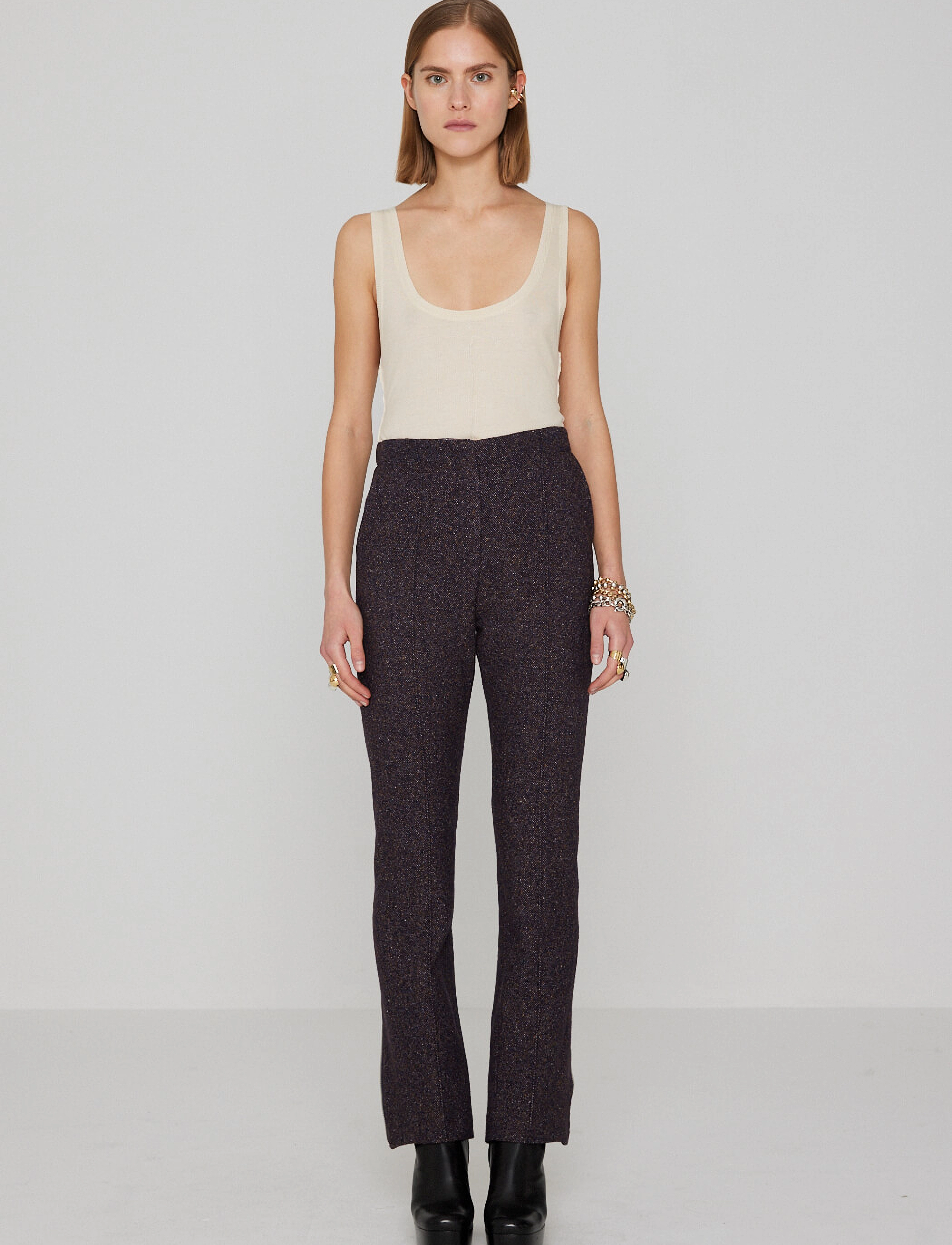 REMAIN Birger Christensen Pants  Basket Wool - Slim fit-byxor - NAVY BLAZER / black