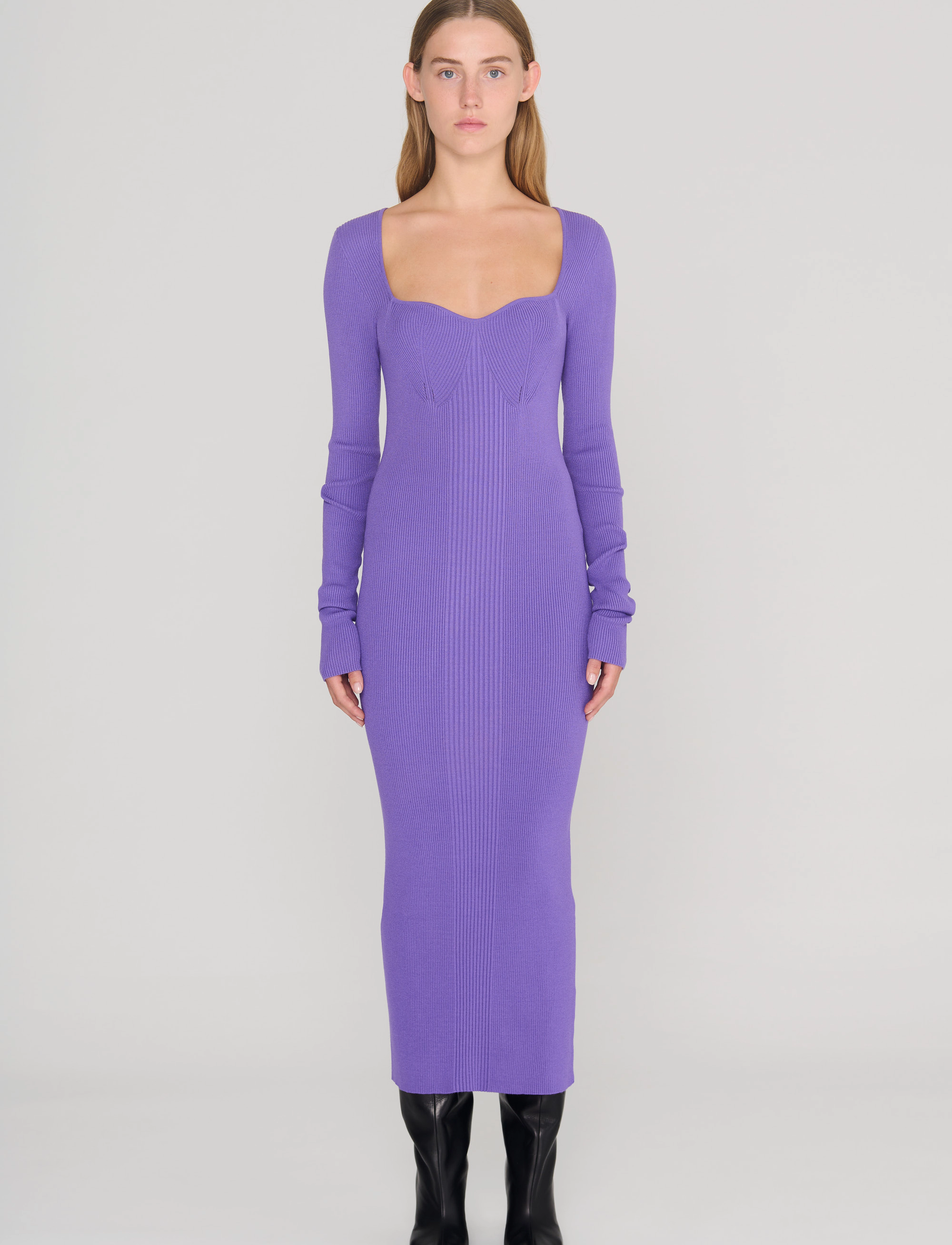 REMAIN Birger Christensen Dense Knit Curved Neck Dress - Kleider - PASSION FLOWER / purple