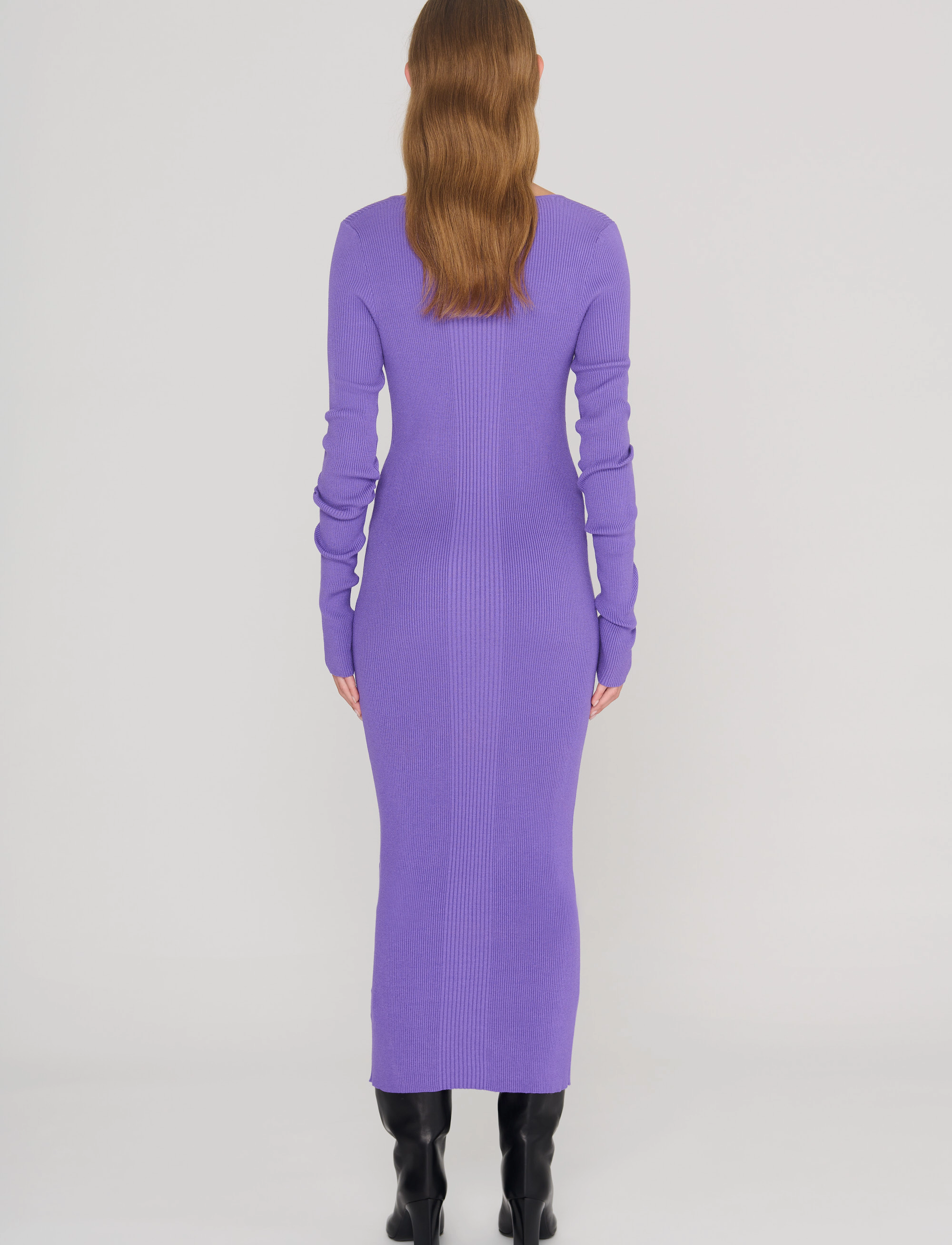 REMAIN Birger Christensen - Dense Knit Curved Neck Dress - maxi dresses - passion flower - 4