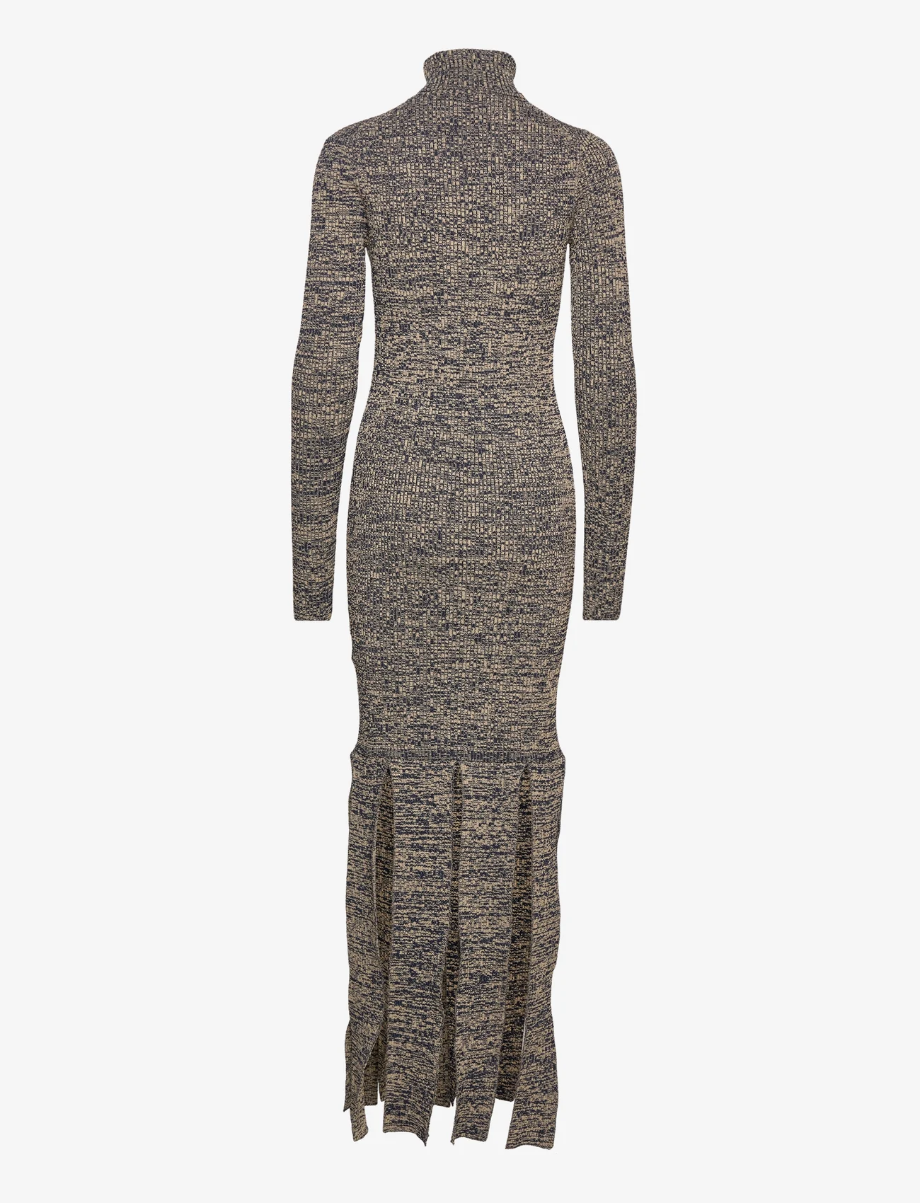 REMAIN Birger Christensen - Firm Rib Fringed Dress - maxi dresses - safari comb. - 1