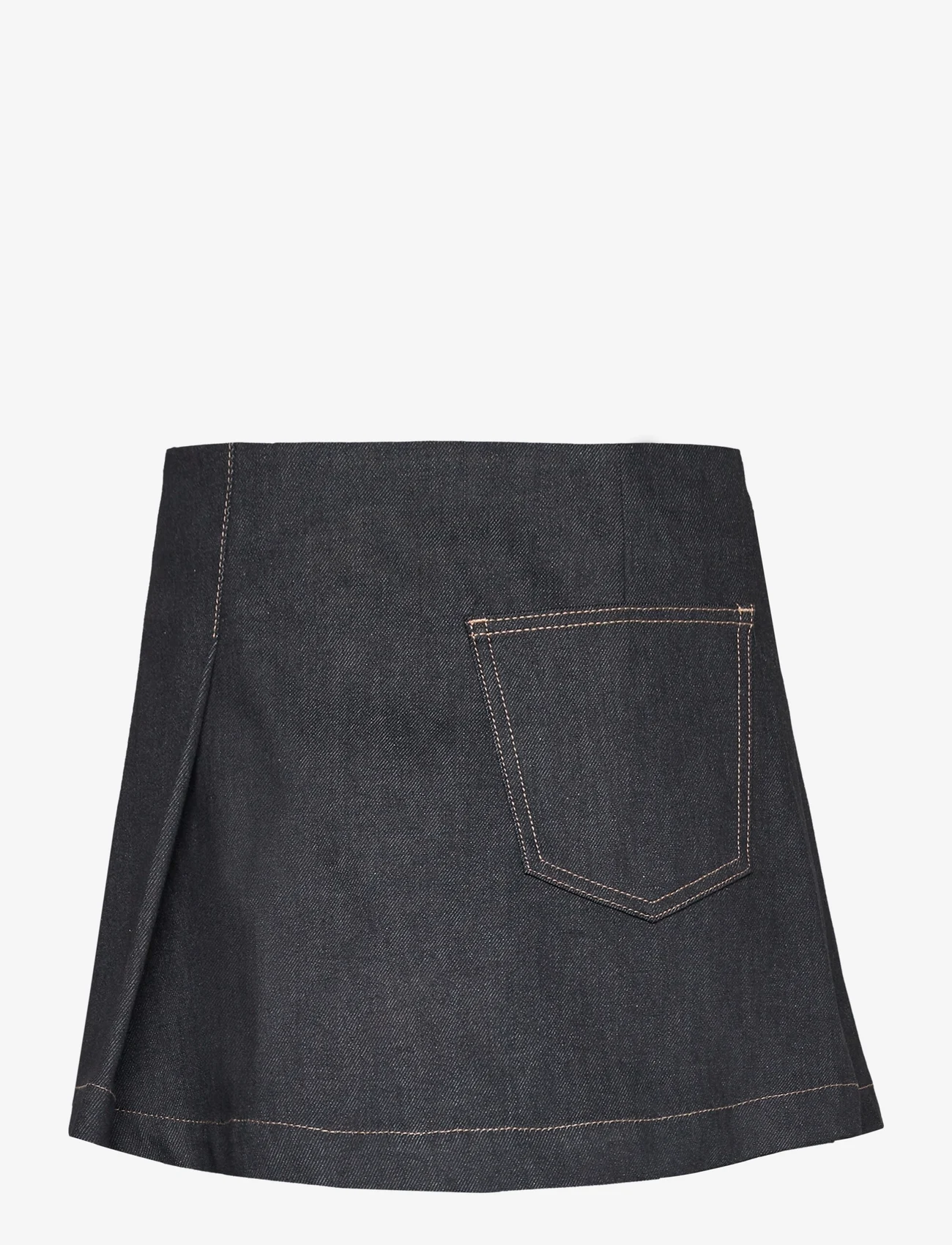 REMAIN Birger Christensen - Raw Denim Pleated Mini Skirt - black - 1