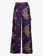 Printed Canvas Wide Pants - PASSION FLOWER COMB.