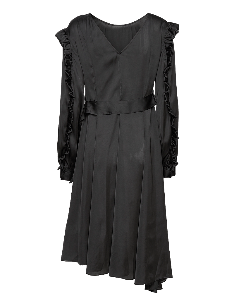 REMAIN Birger Christensen - Light Satin Draped Dress - midi kjoler - black - 2