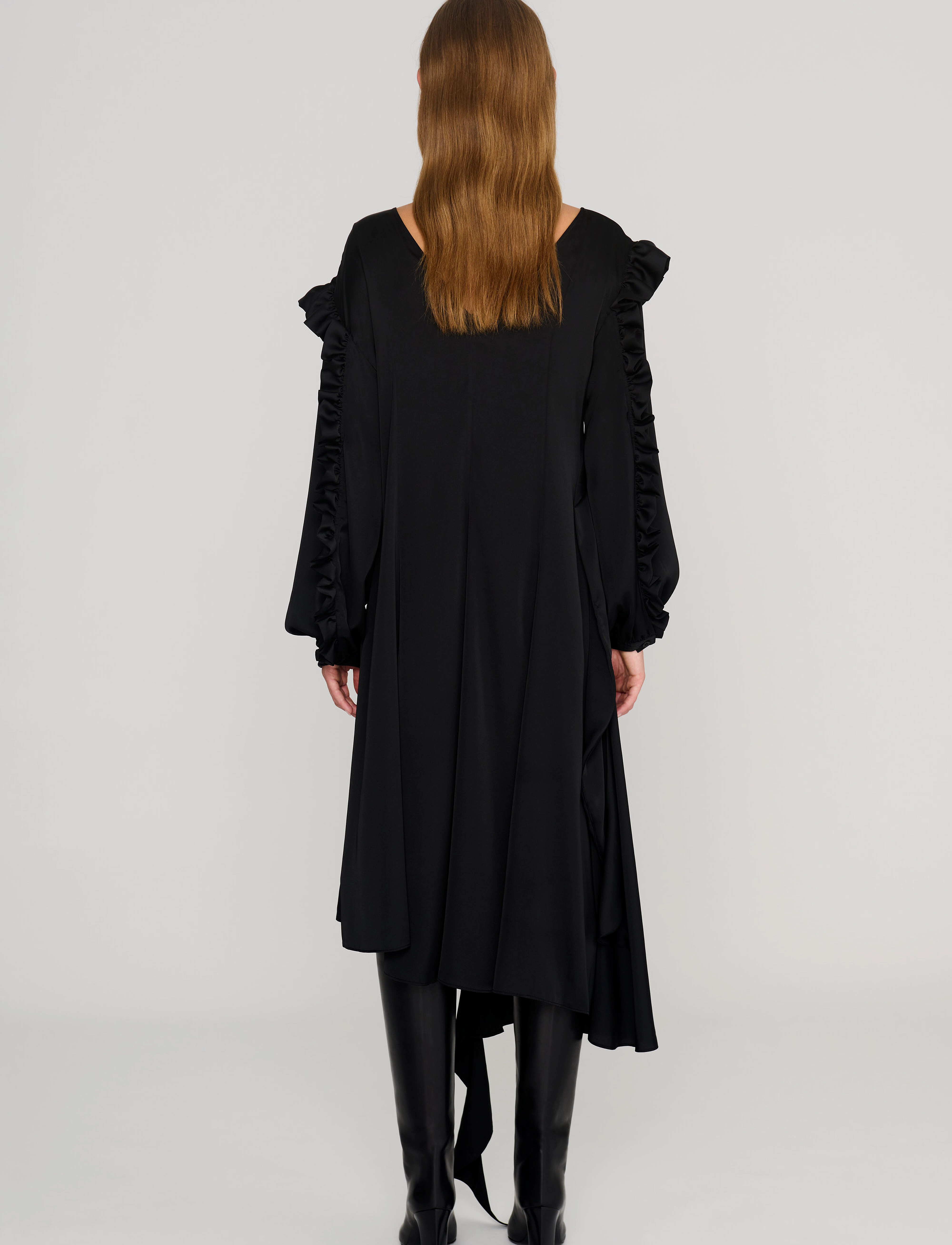 REMAIN Birger Christensen - Light Satin Draped Dress - midikleidid - black - 4