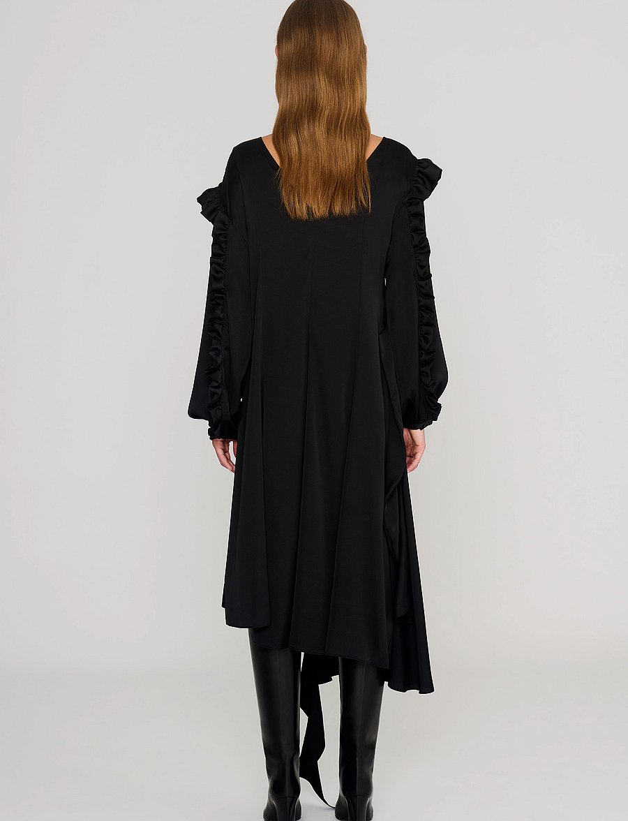 REMAIN Birger Christensen - Light Satin Draped Dress - midikleidid - black - 4