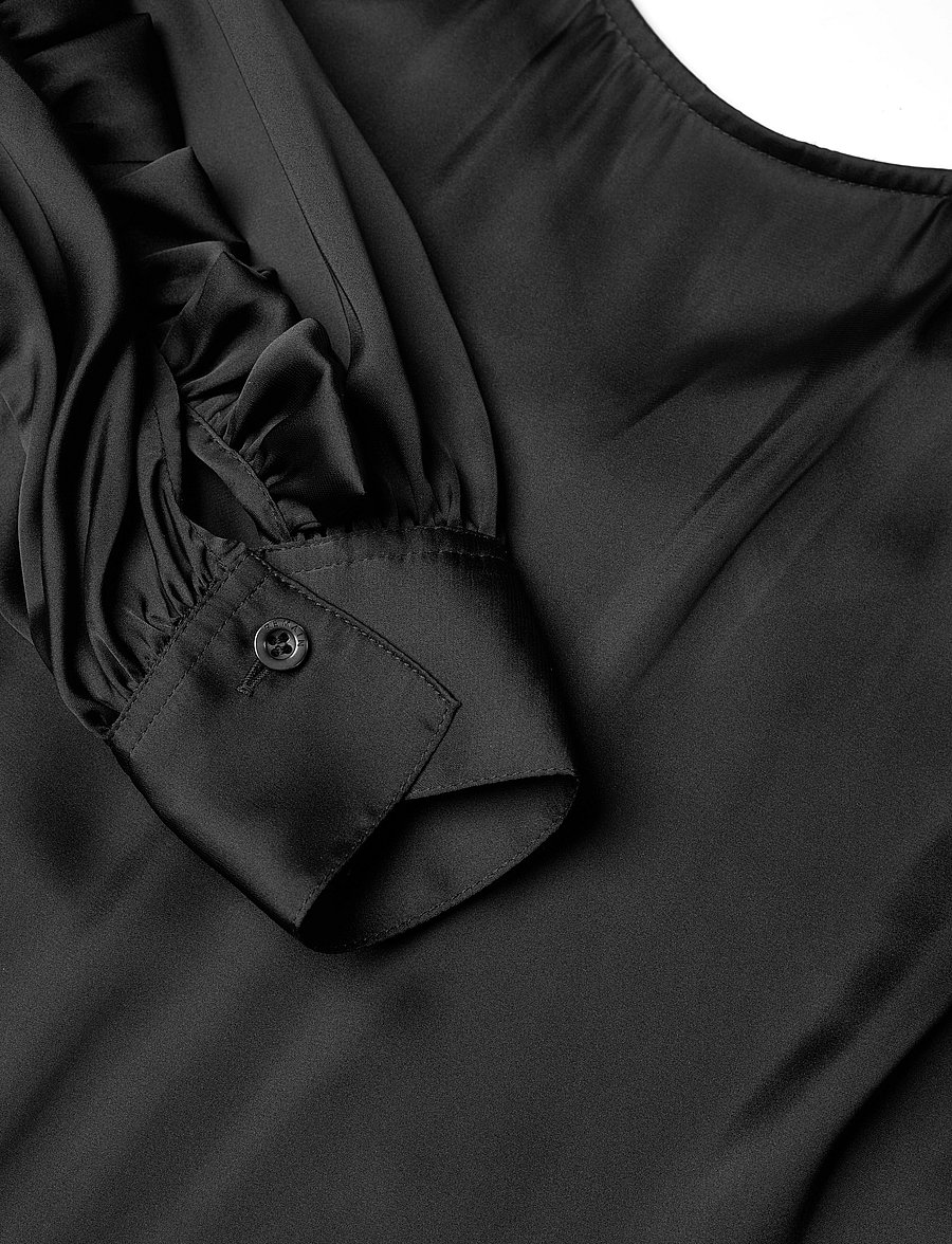 REMAIN Birger Christensen - Light Satin Draped Dress - midikleidid - black - 5