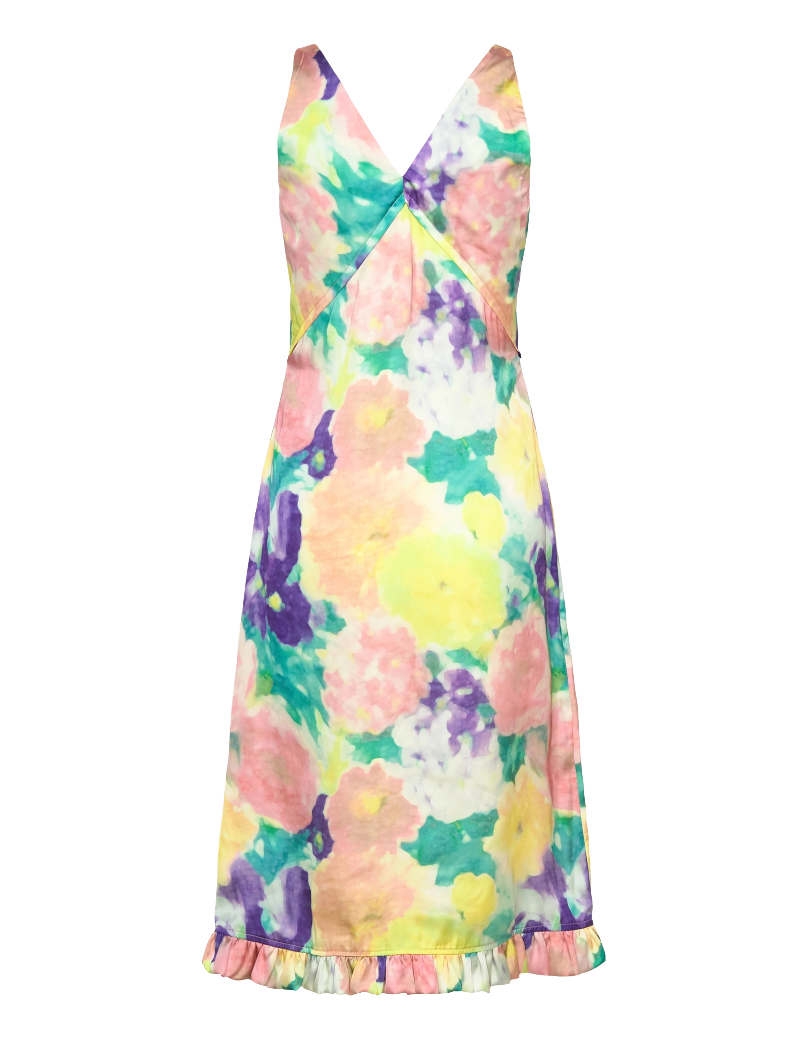 REMAIN Birger Christensen - Light Satin Frill Detail Dress - midikleider - canyon clay comb. - 2