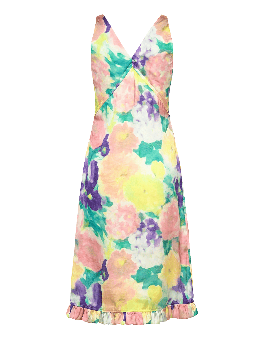REMAIN Birger Christensen - Light Satin Frill Detail Dress - midikleider - canyon clay comb. - 2