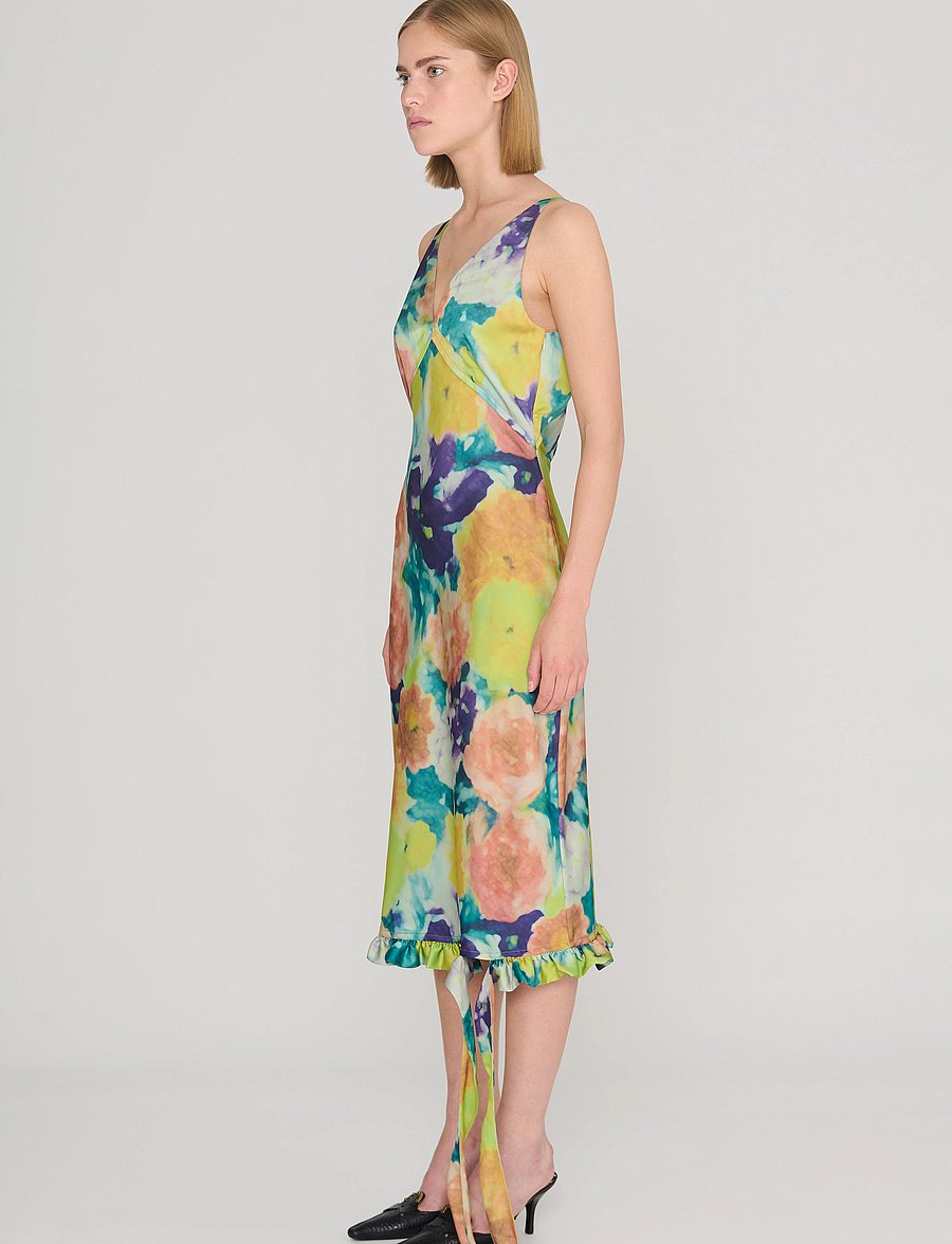 REMAIN Birger Christensen - Light Satin Frill Detail Dress - midikleider - canyon clay comb. - 3
