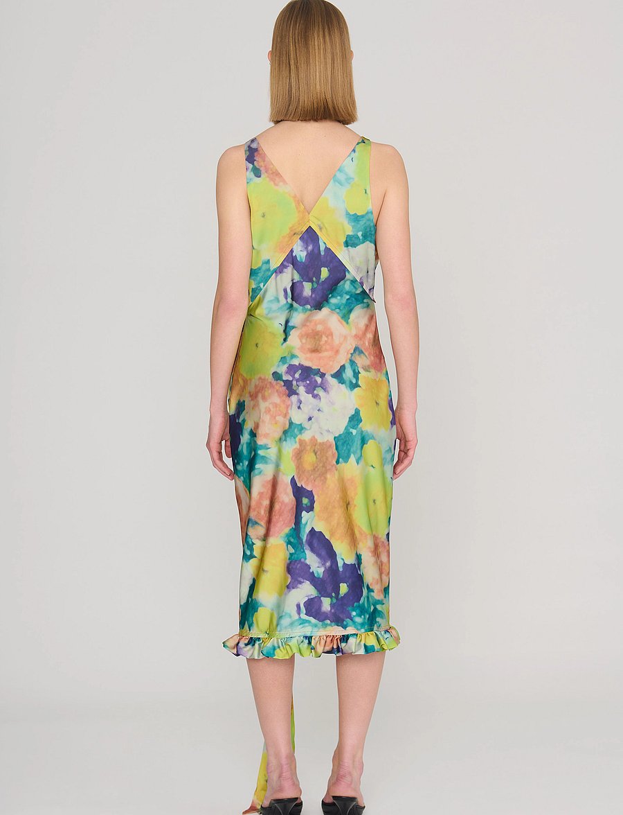 REMAIN Birger Christensen - Light Satin Frill Detail Dress - midikleider - canyon clay comb. - 4