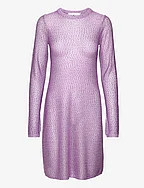 Sequin Knit Long-Sleeve Mini Dress - PURPLE ROSE