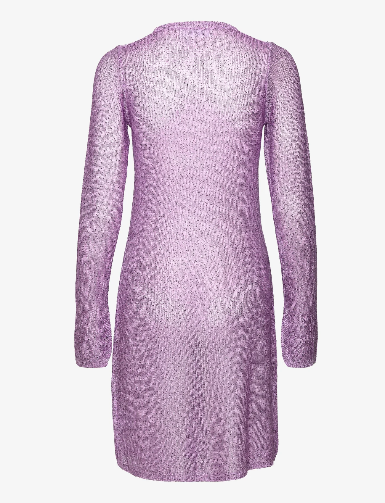 REMAIN Birger Christensen - Sequin Knit Long-Sleeve Mini Dress - paljettklänningar - purple rose - 1
