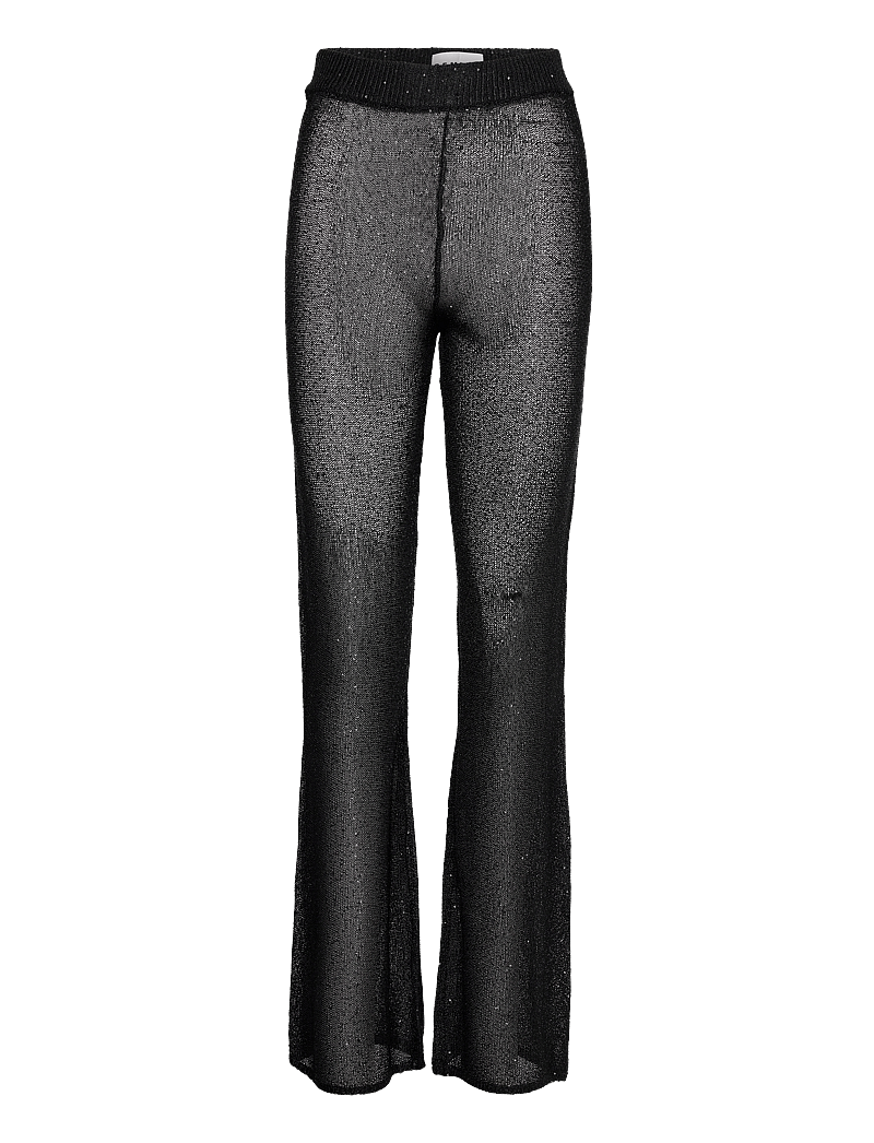 REMAIN Birger Christensen - Sequin Knit Fitted Flared Pants - flare bukser - black - 1