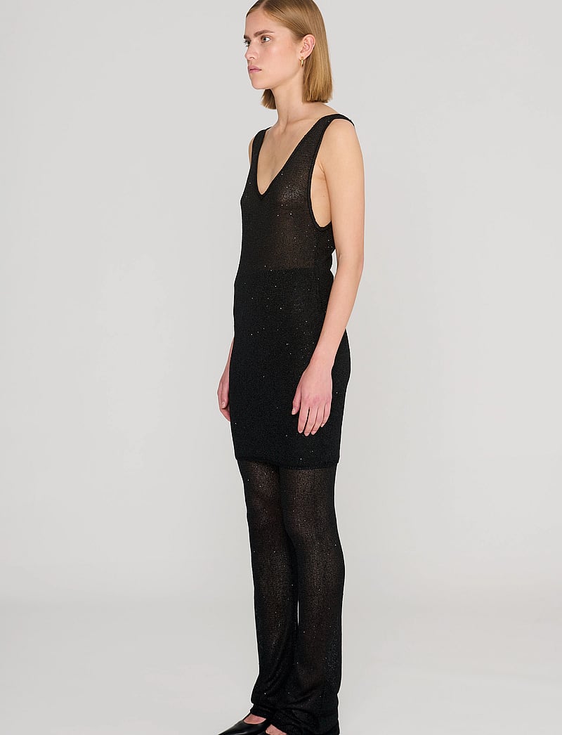 REMAIN Birger Christensen - Sequin Knit Fitted Flared Pants - flare bukser - black - 3
