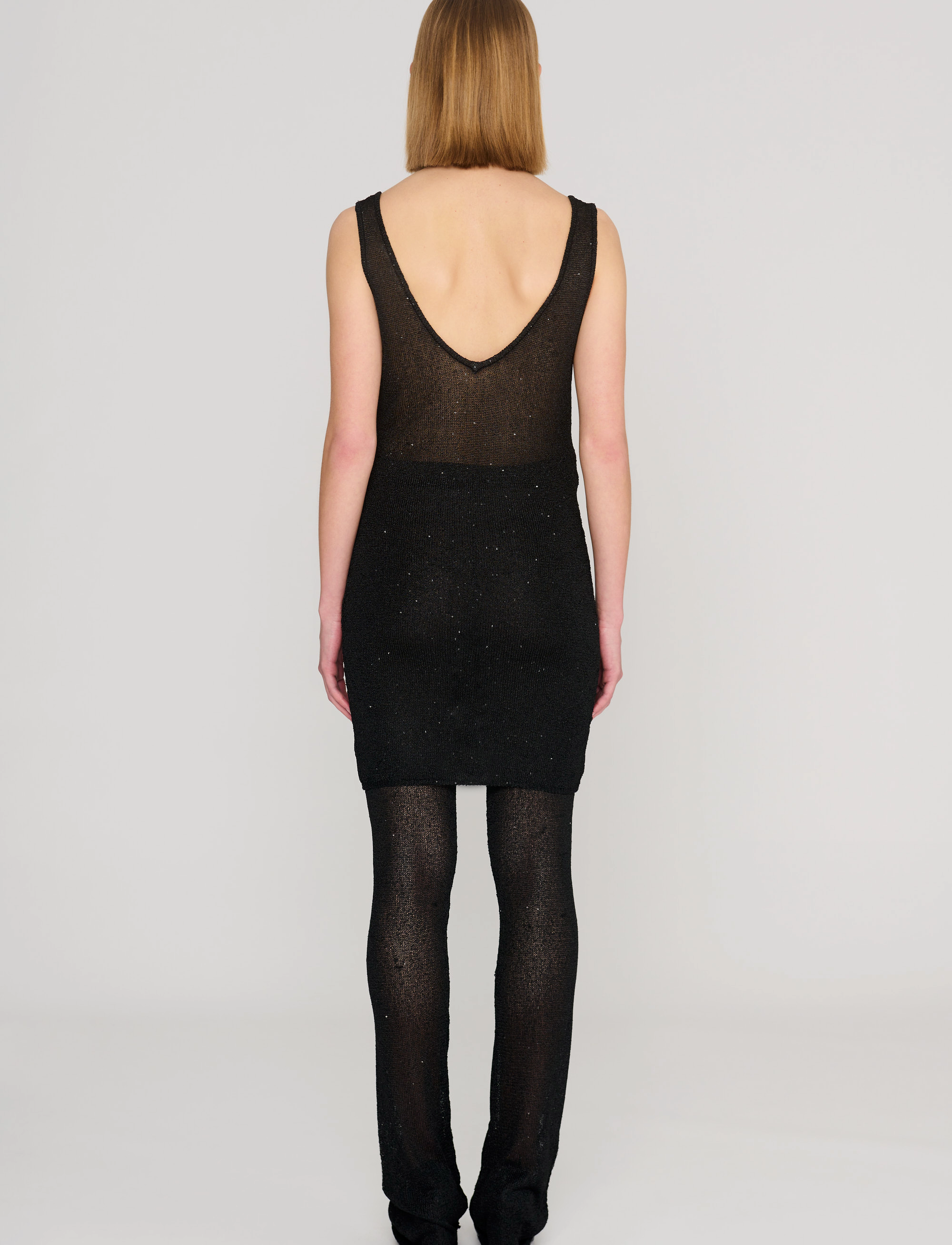Sequin Knit Fitted Flared Pants 3