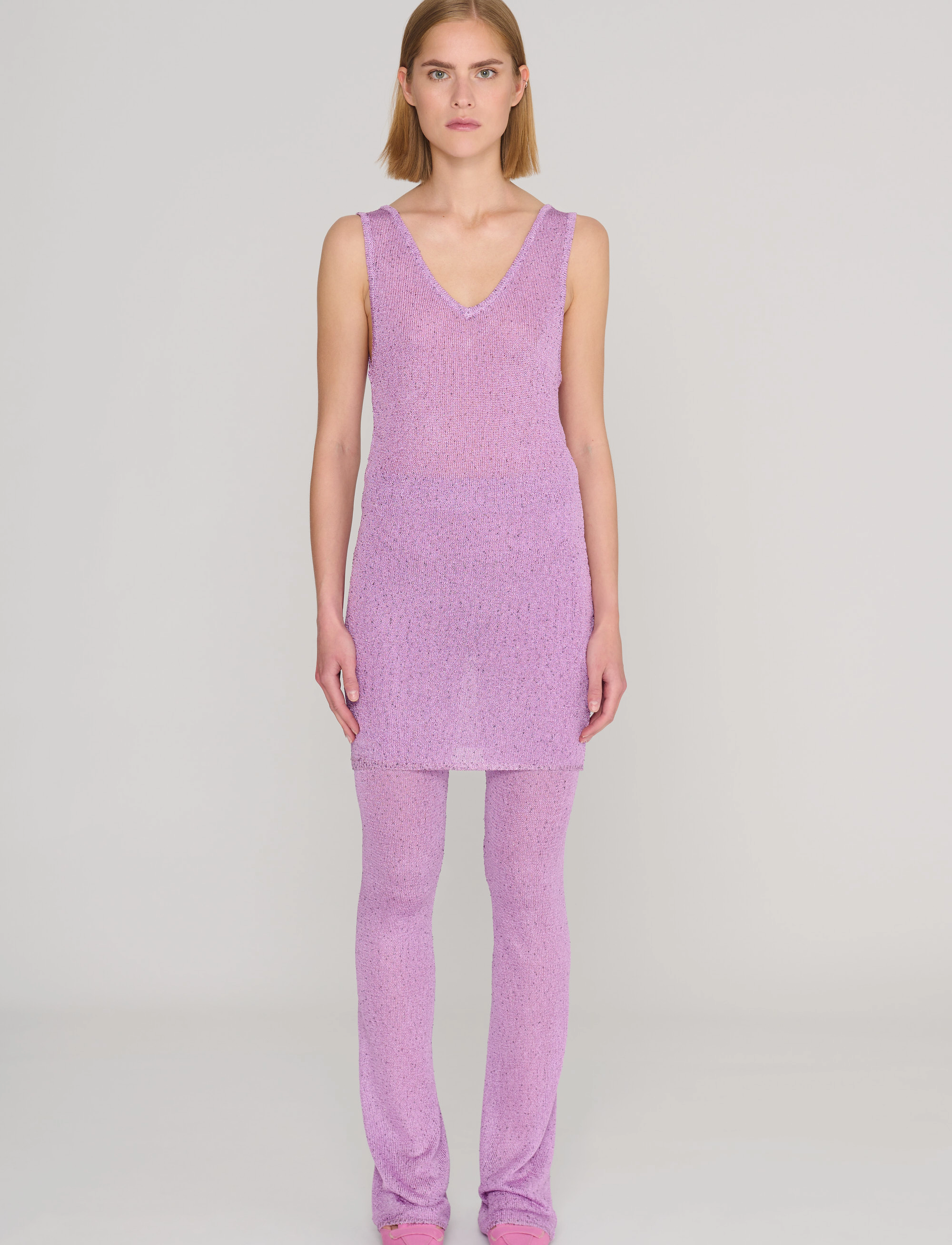 REMAIN Birger Christensen Sequin Knit Fitted Flared Pants - Püksid - PURPLE ROSE / purple