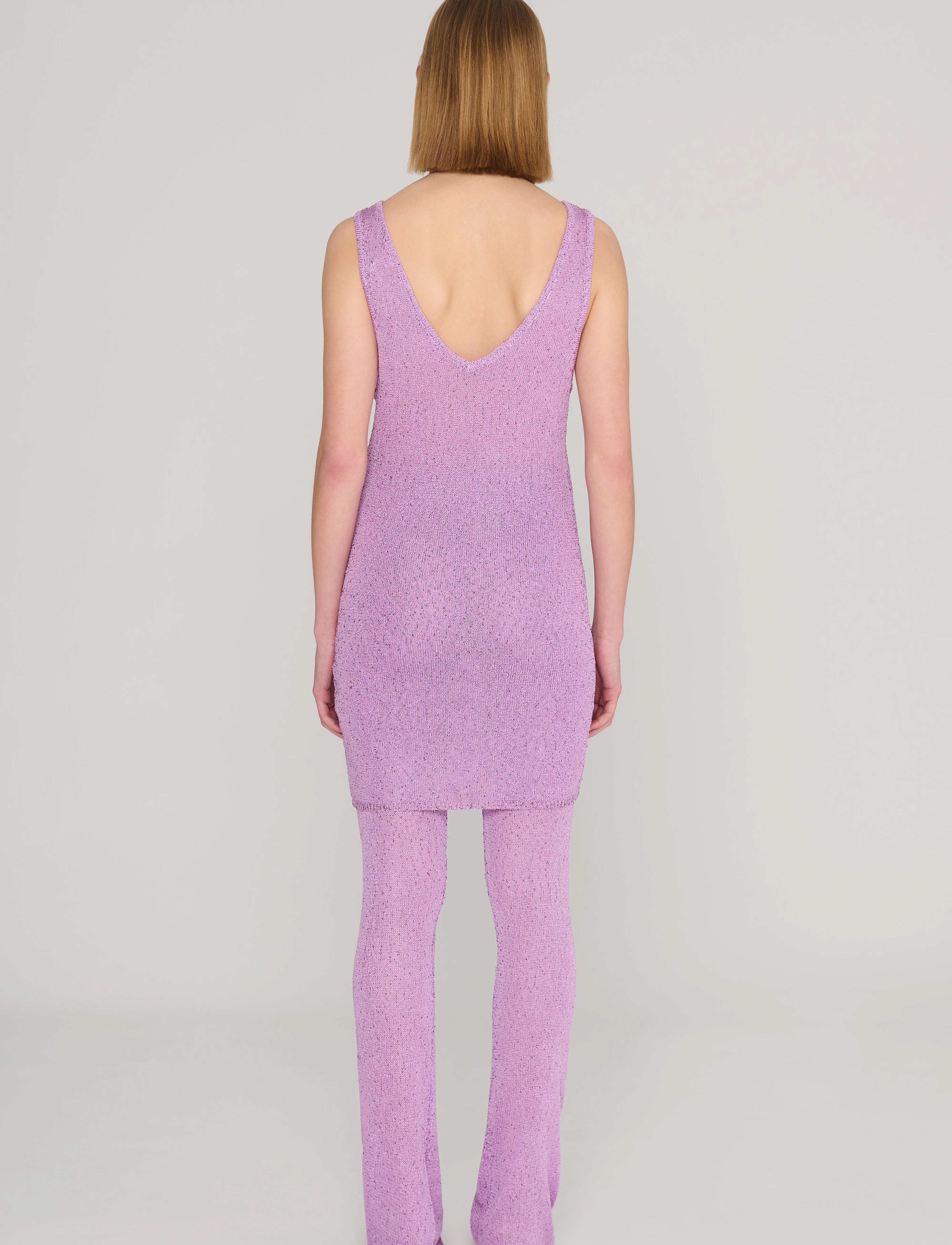 REMAIN Birger Christensen - Sequin Knit Fitted Flared Pants - dzwony - purple rose - 4