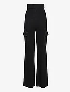 Knit W. Nylon Straight Pants - BLACK