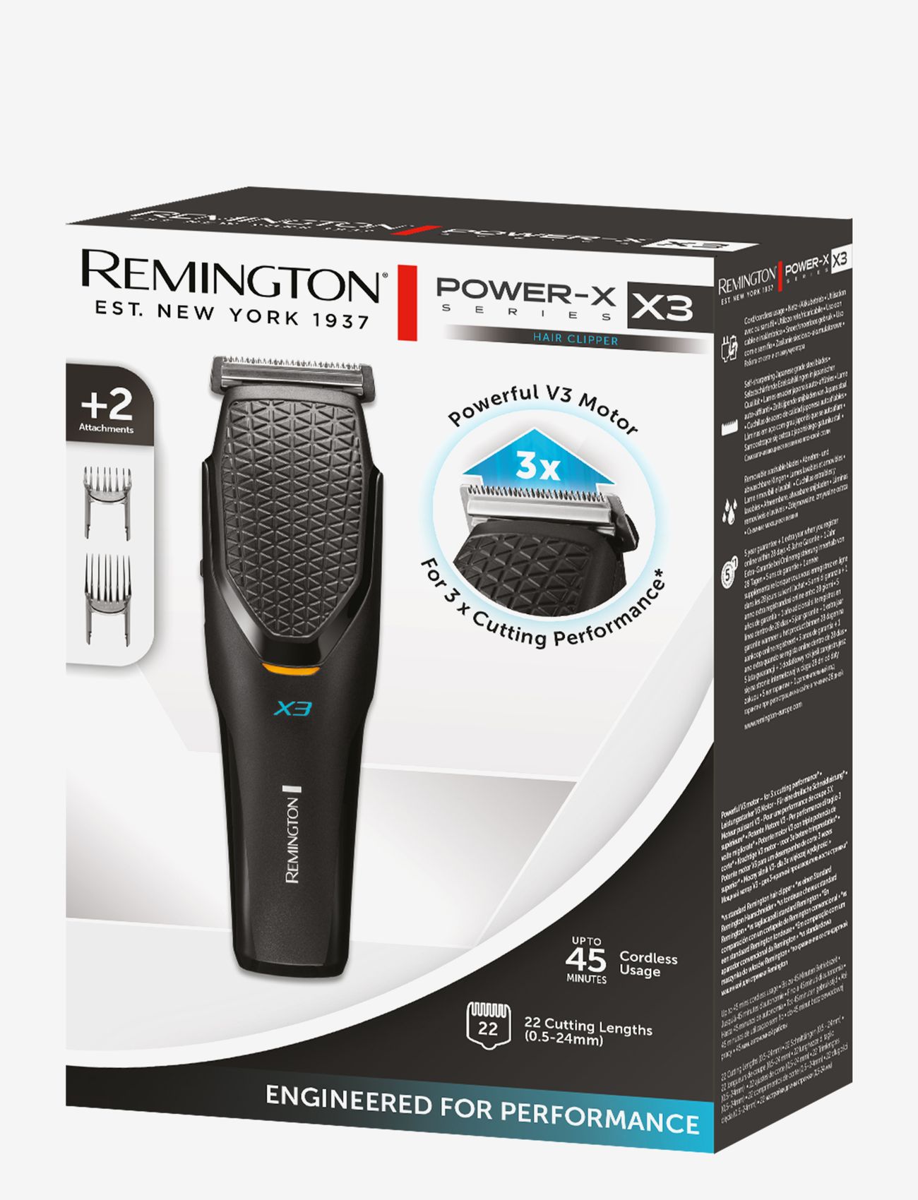 Remington - HC3000 X3 PowerX Series Hair Clipper - matu veidošanai - clear - 2